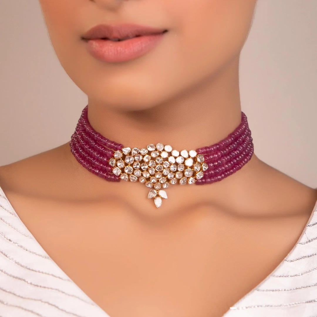 beaded choker for saree