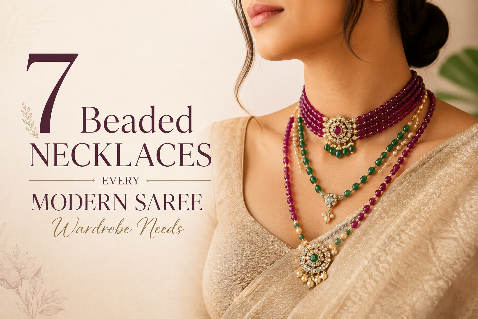 beaded necklace for saree