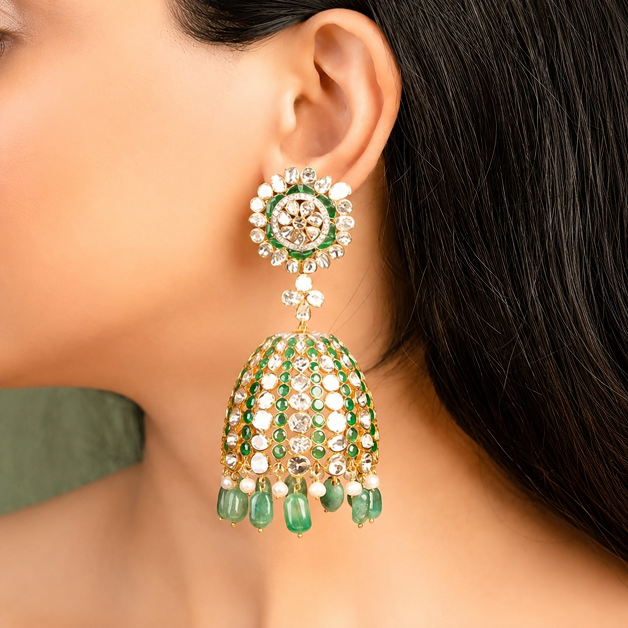 diamond jhumka for saree