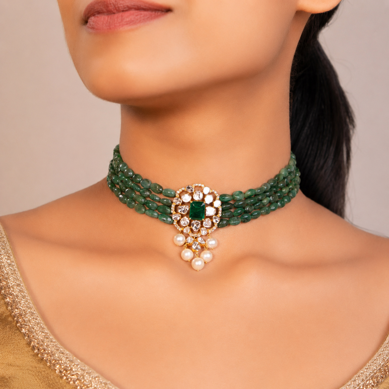 emerald beaded choker