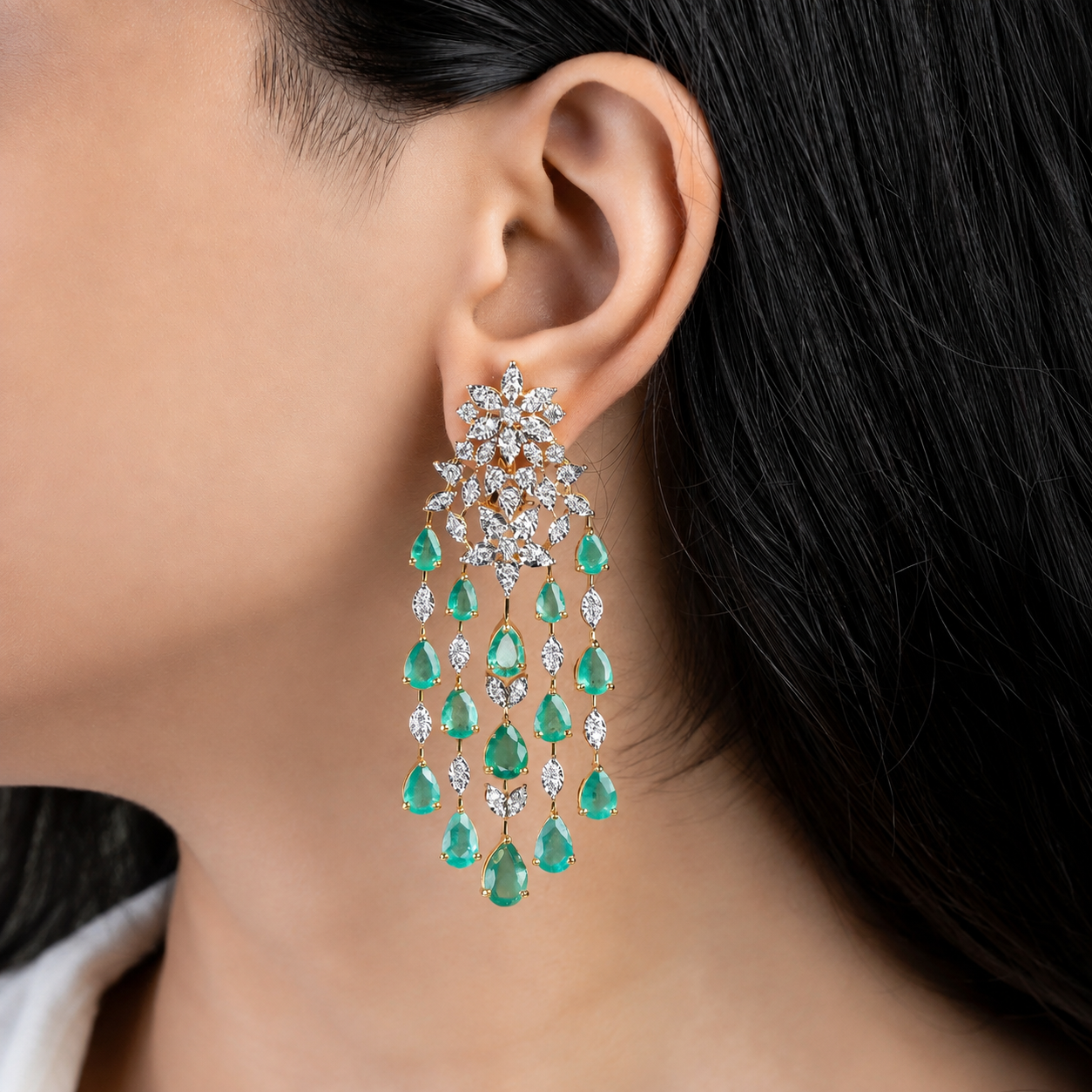 emerald earrings for saree