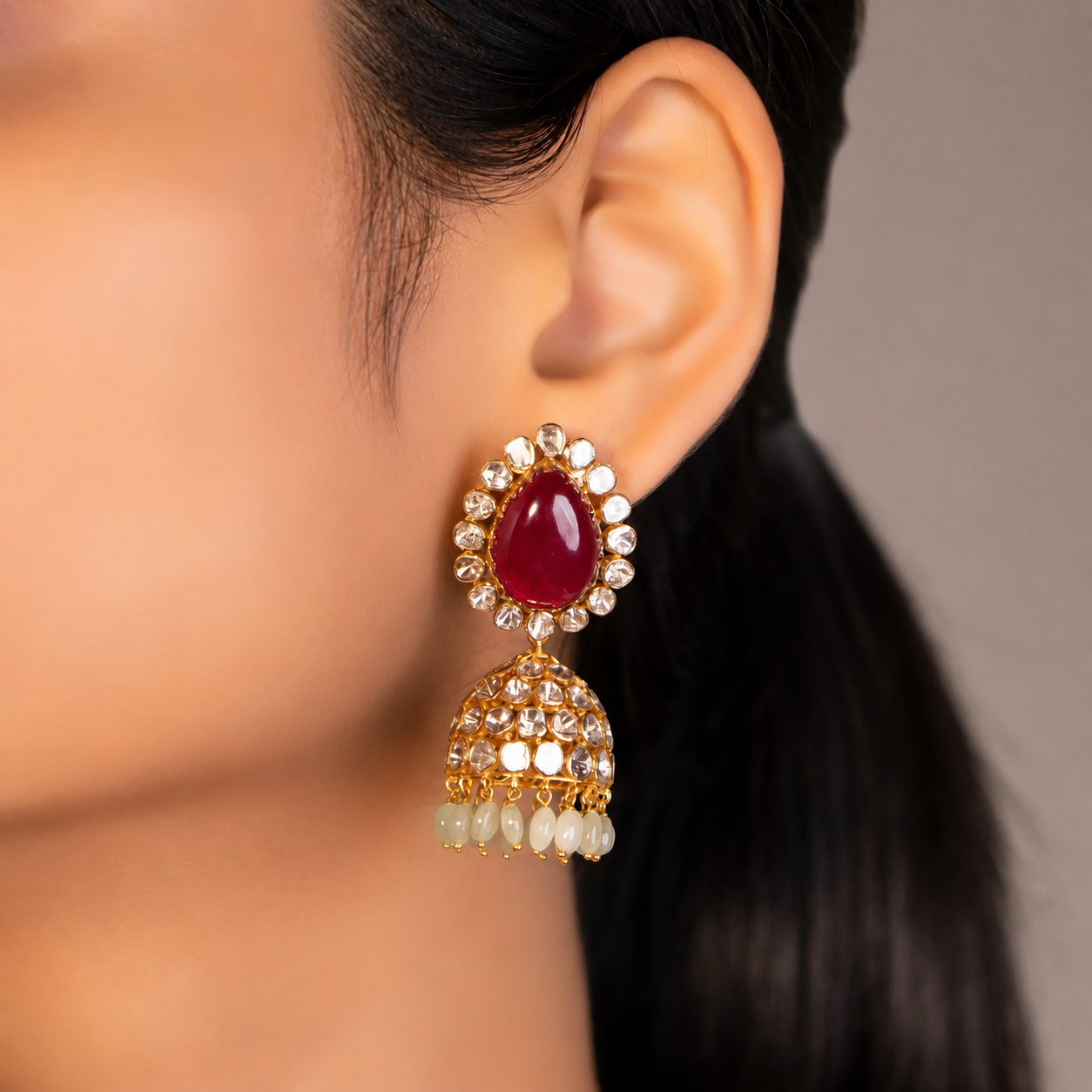 gemstone jhumka for saree