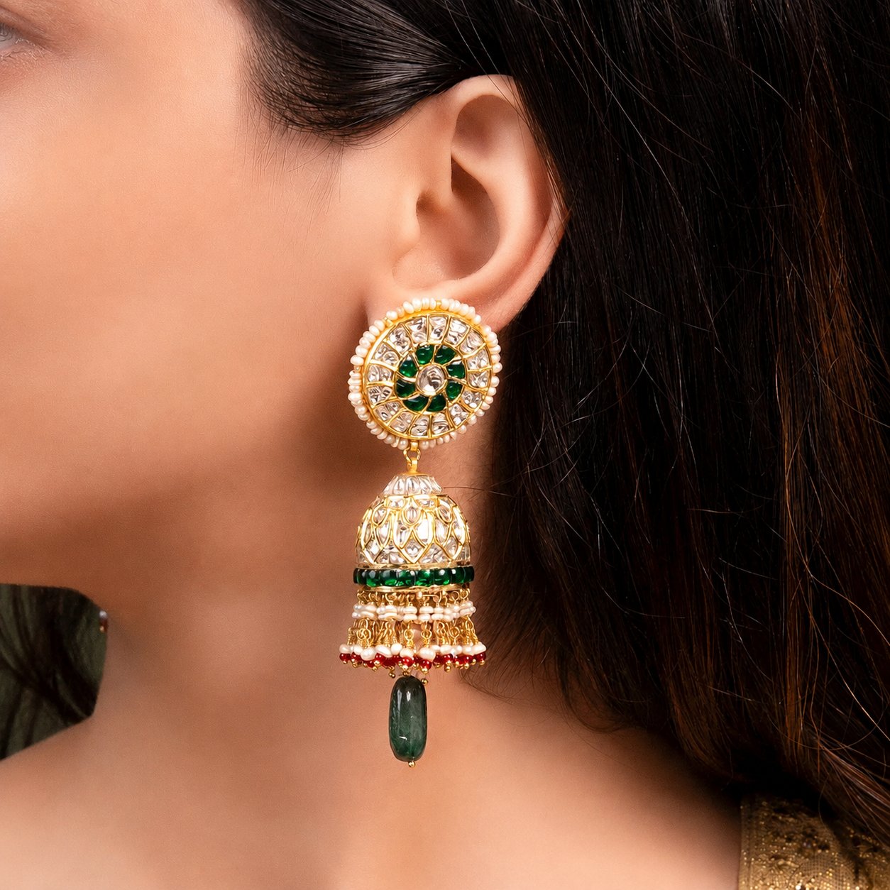 jadau jhumka earrings