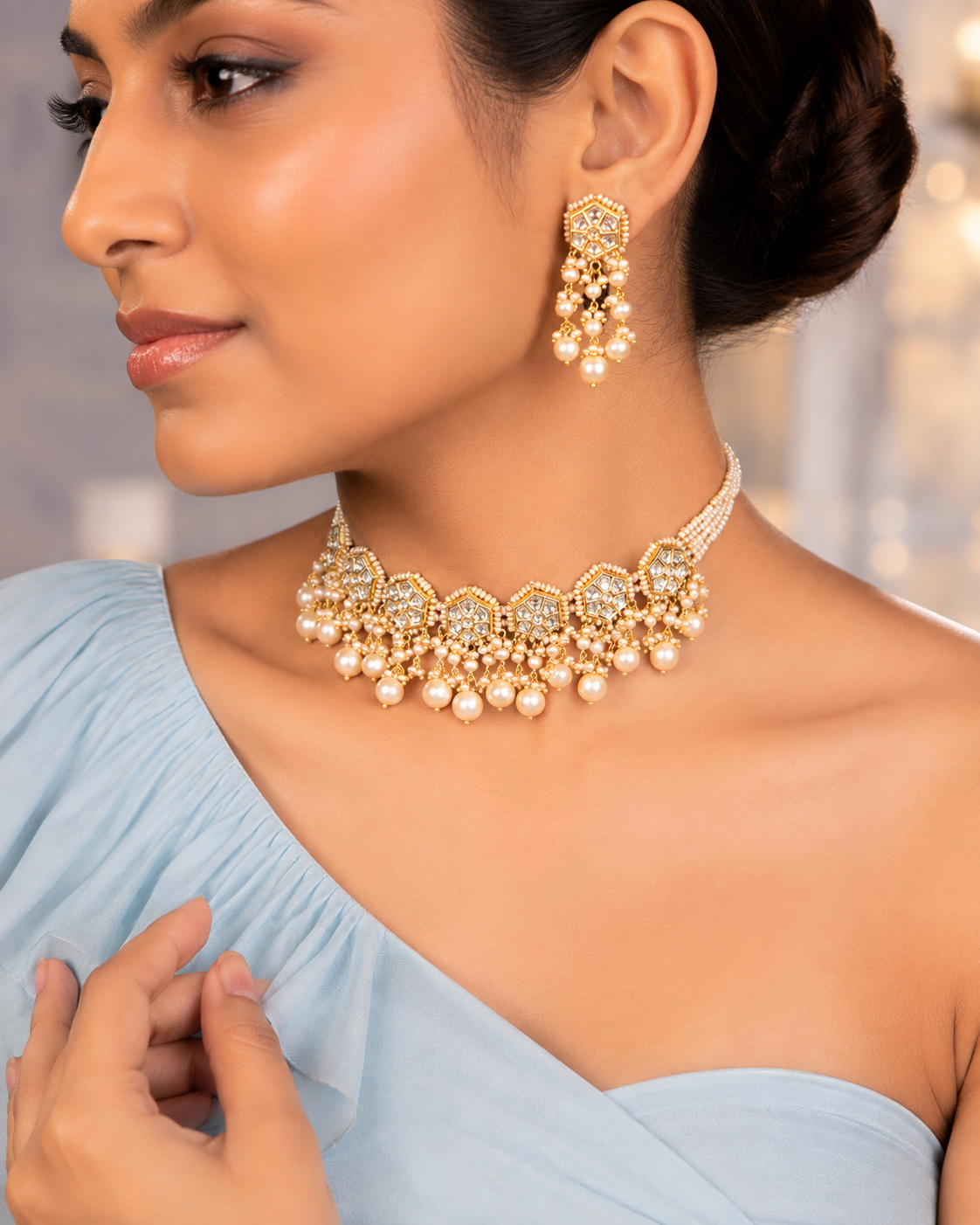 jewellery for baby blue dress
