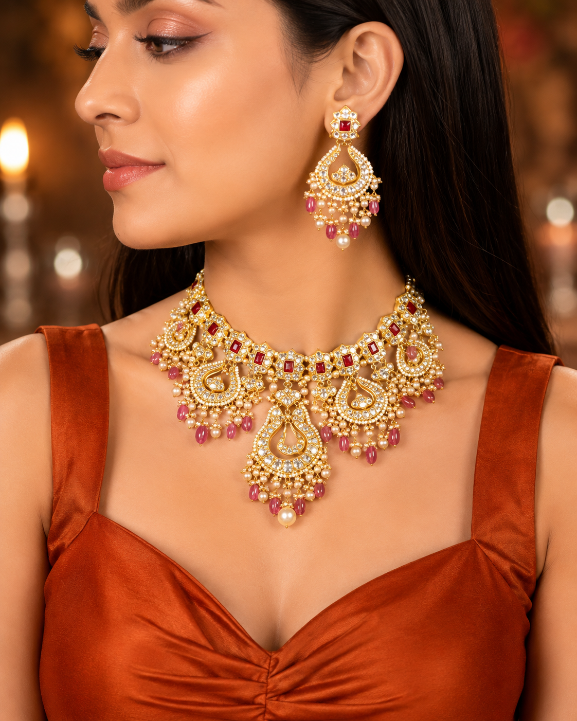 jewellery for burnt orange dress