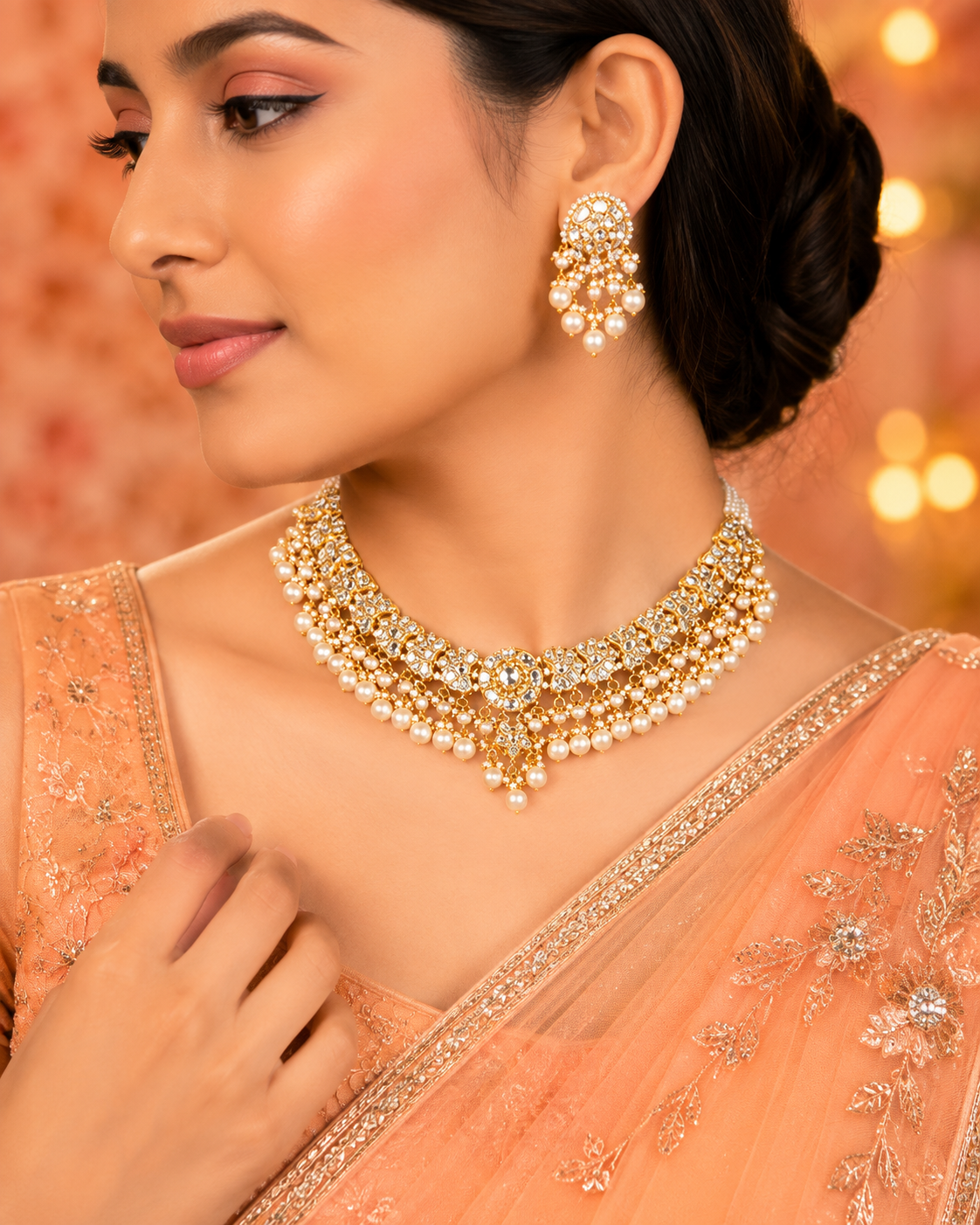 jewellery for light orange dress