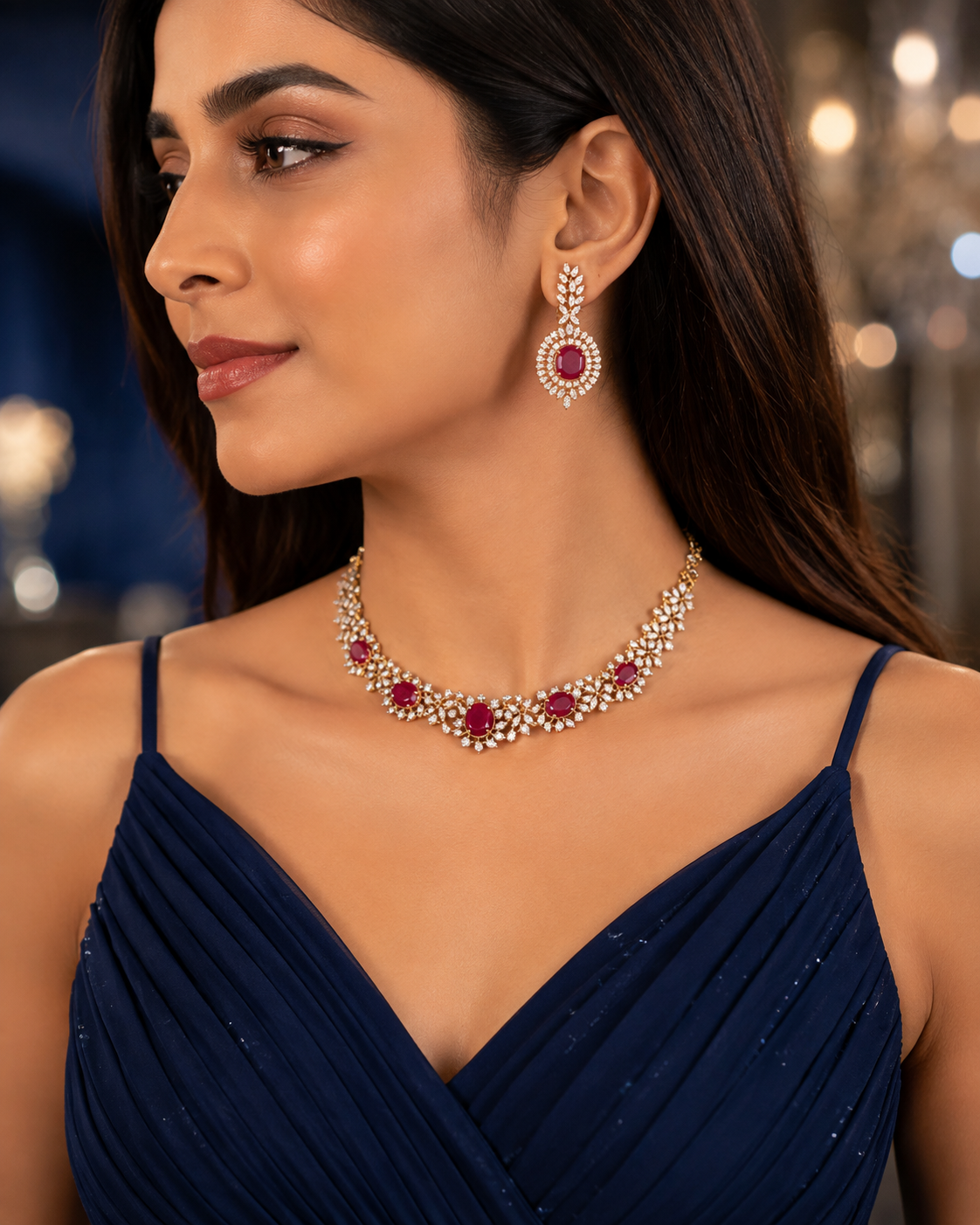 jewellery ideas for navy blue dress