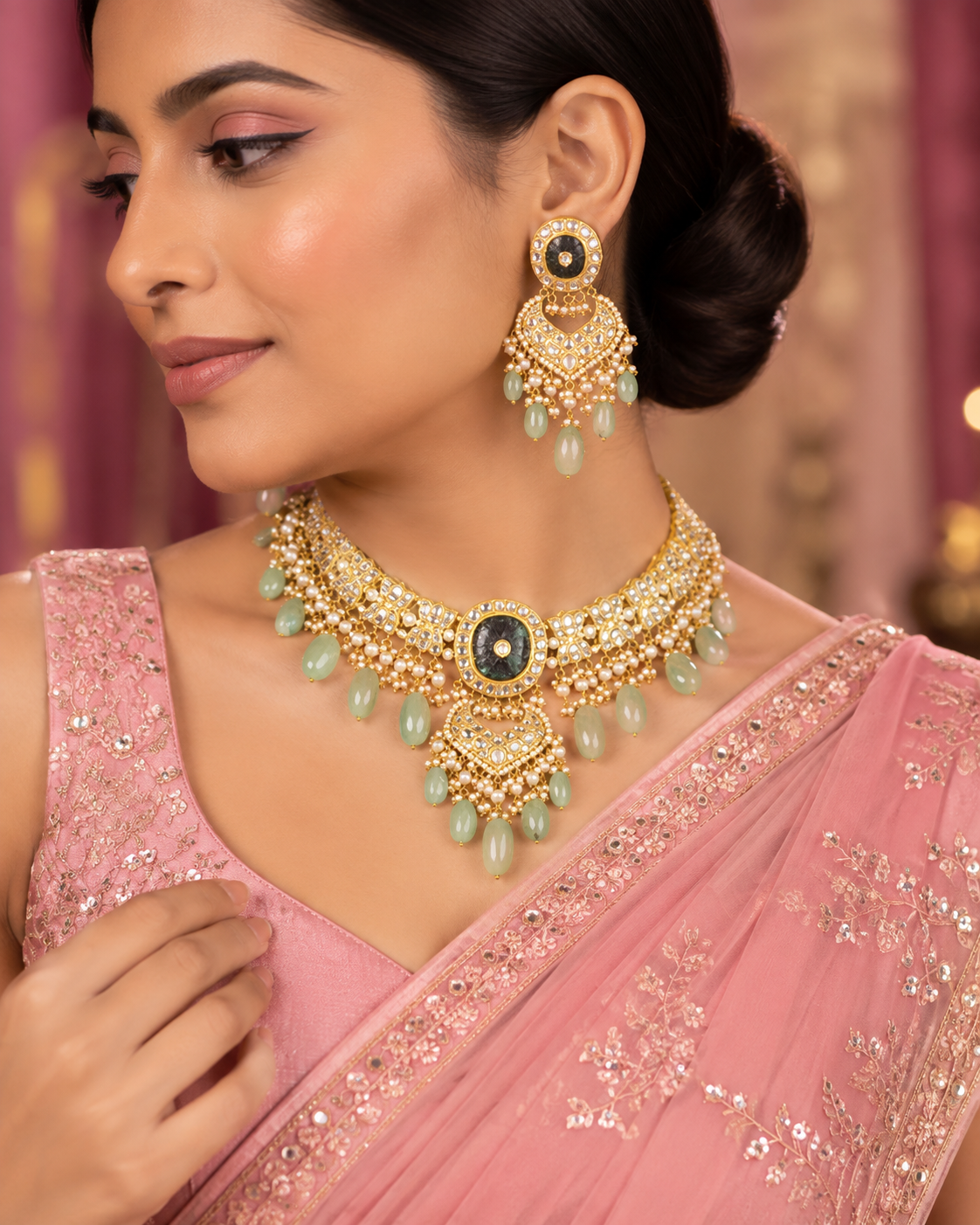 jewellery ideas for pink outfit