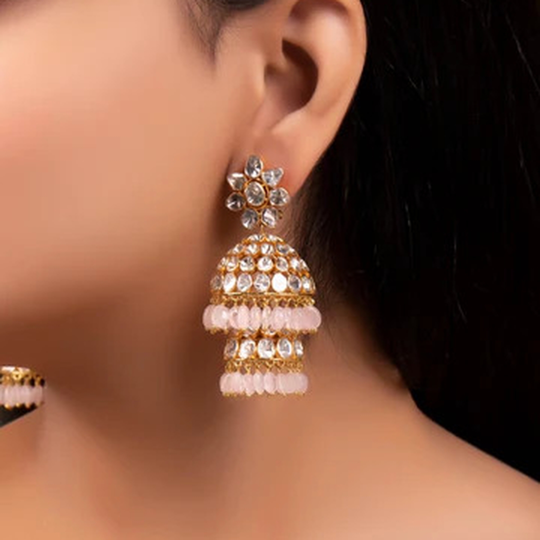 layered jhumka for saree