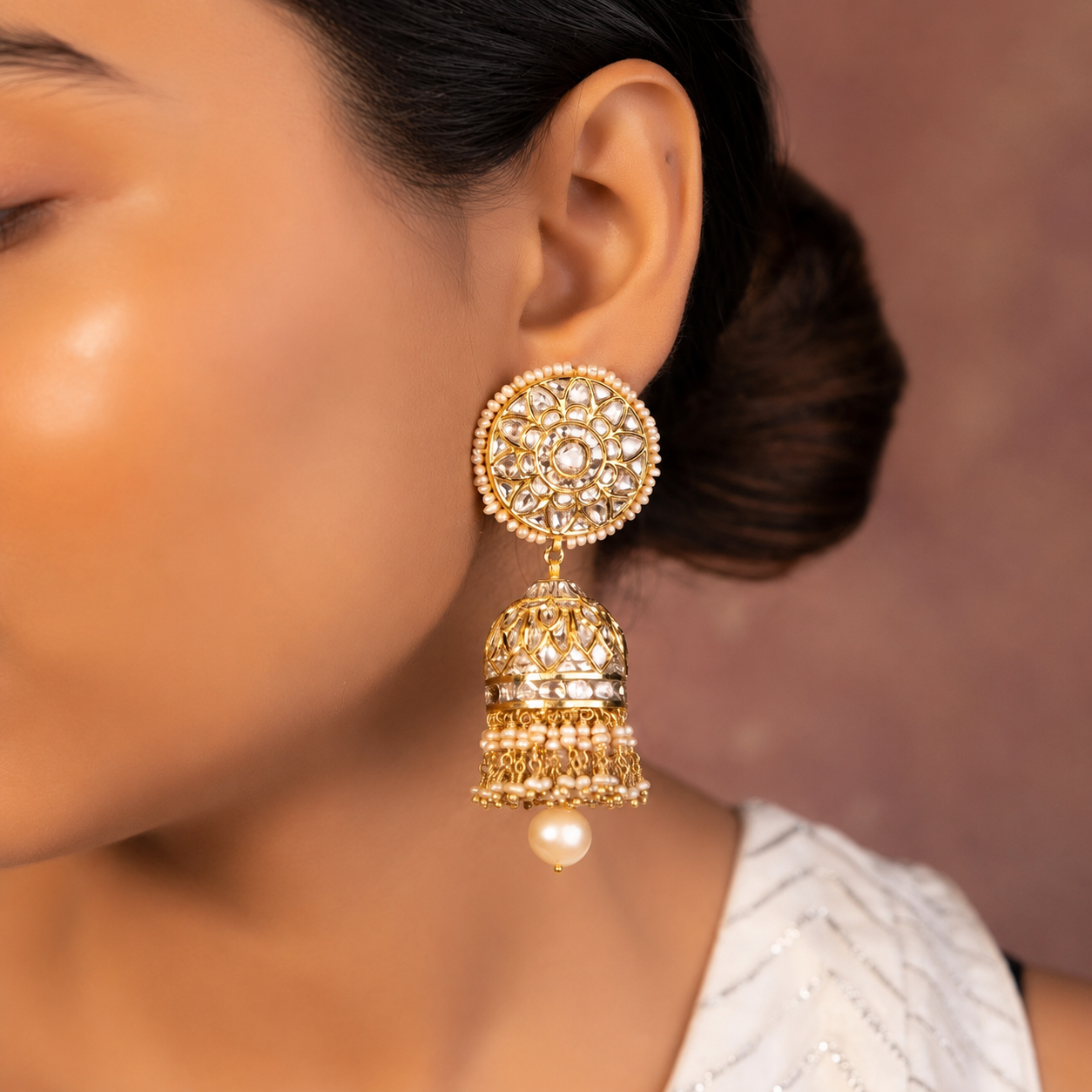 long jhumka for saree