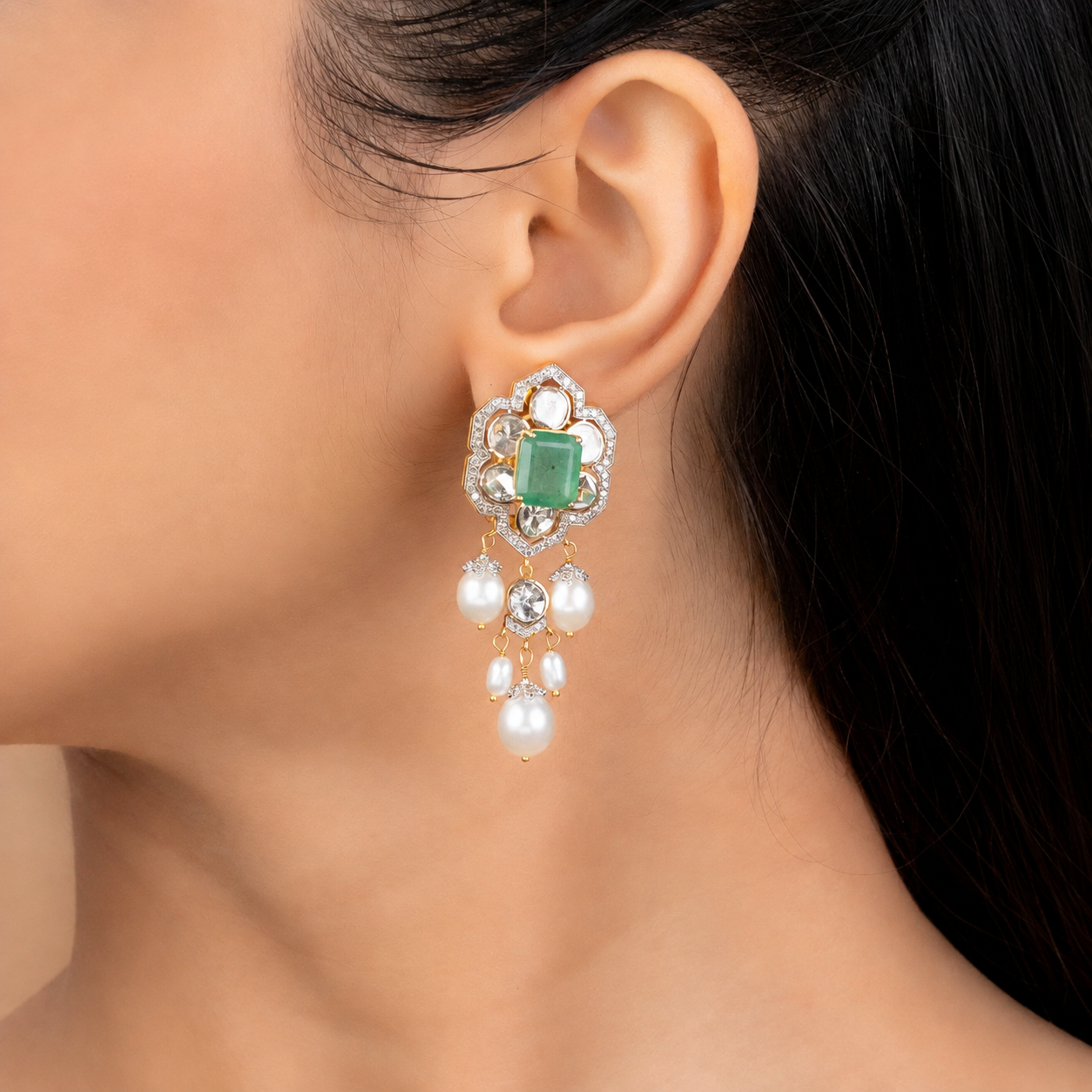 long pearl earrings for saree