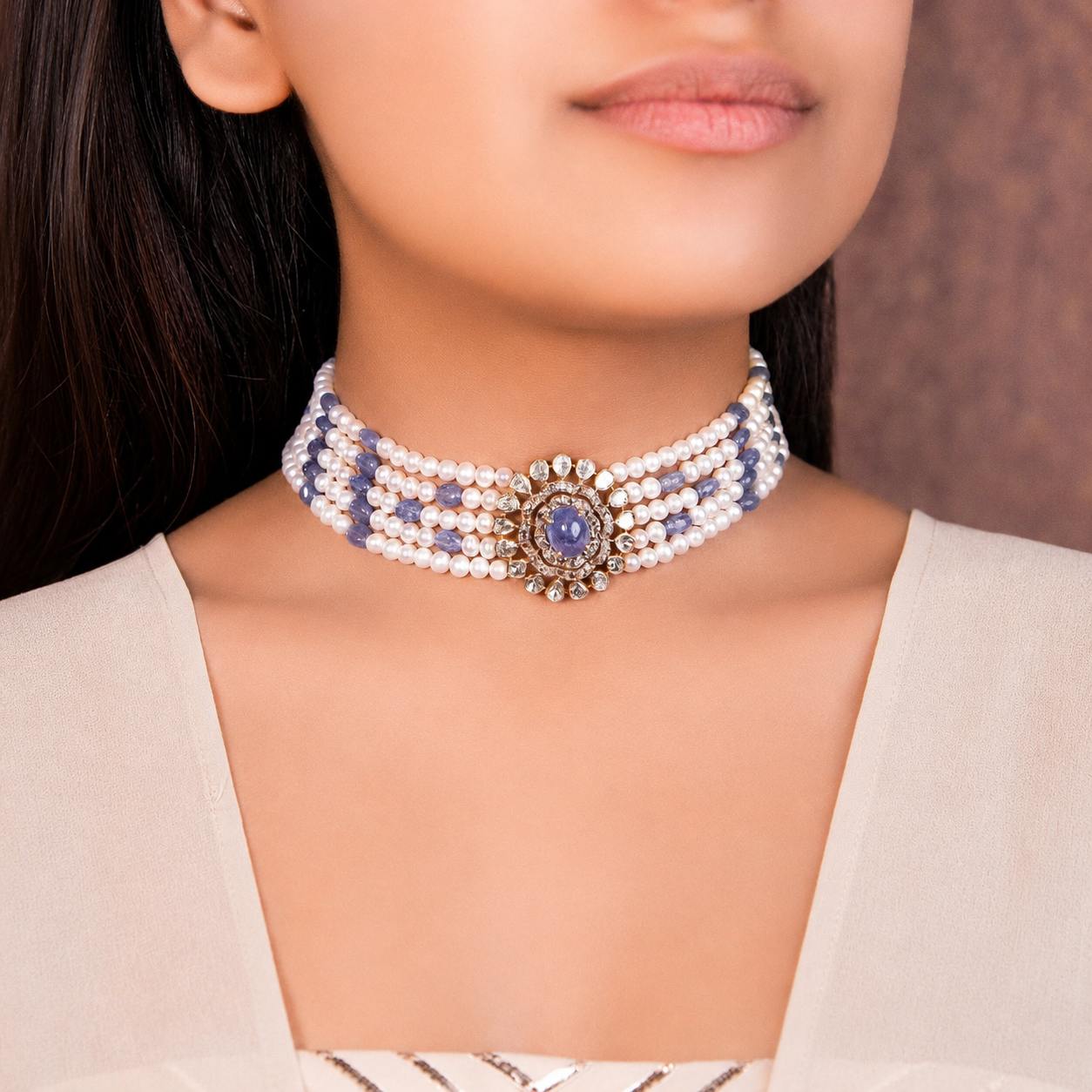 pearl beaded choker