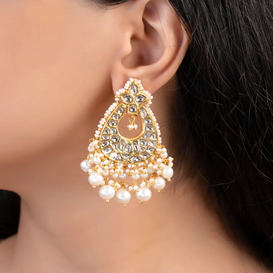 pearl chandbali earrings