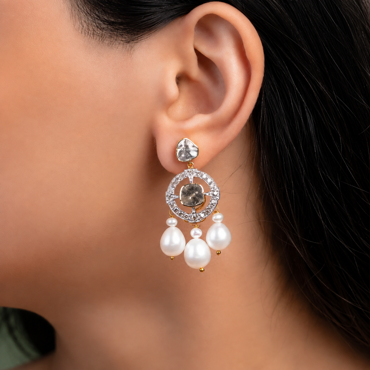 pearl drop earrings for-baby pink dress