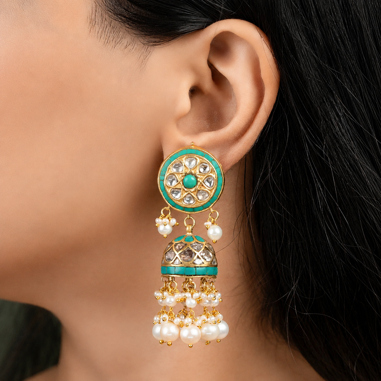 pearl jhumka for saree