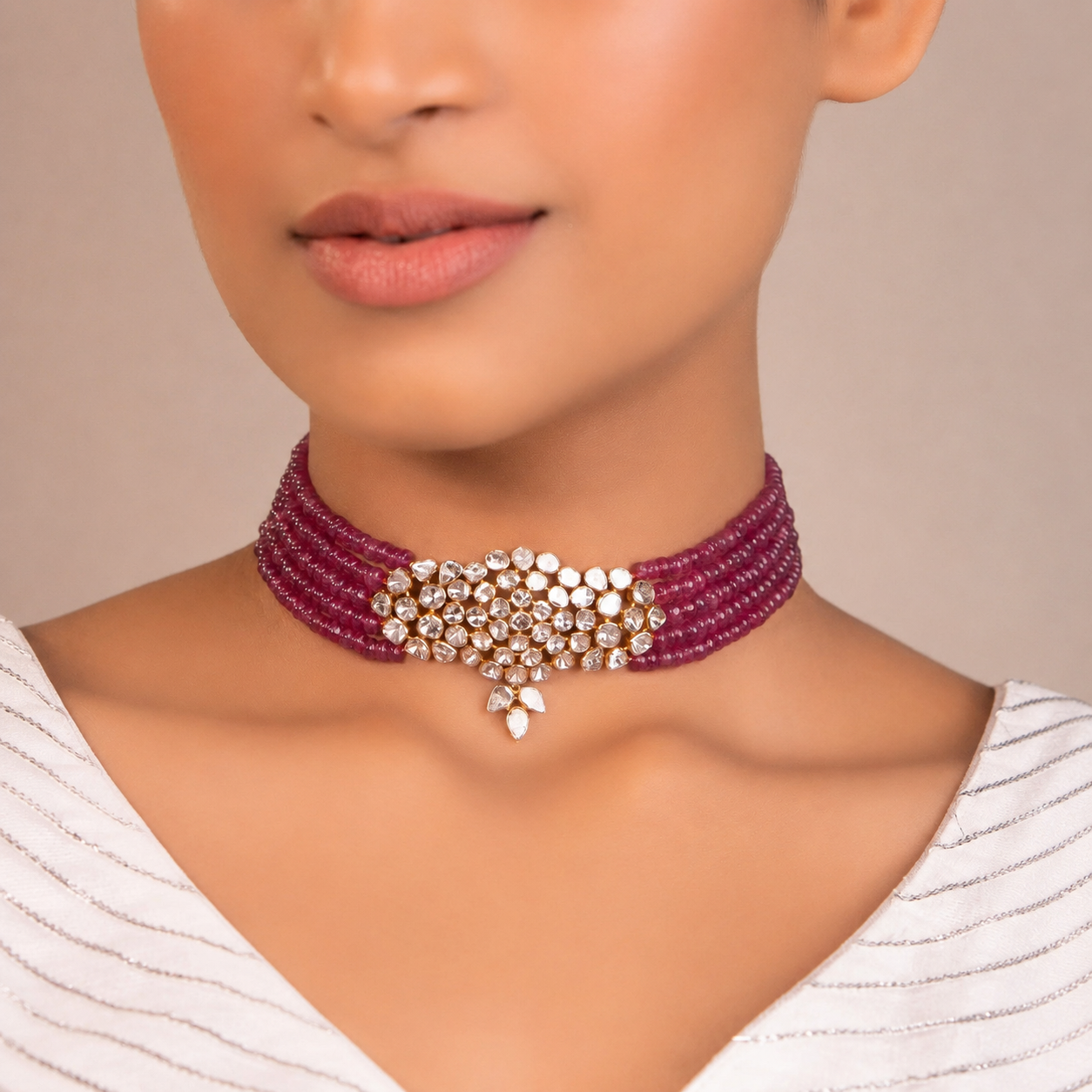 ruby beaded choker
