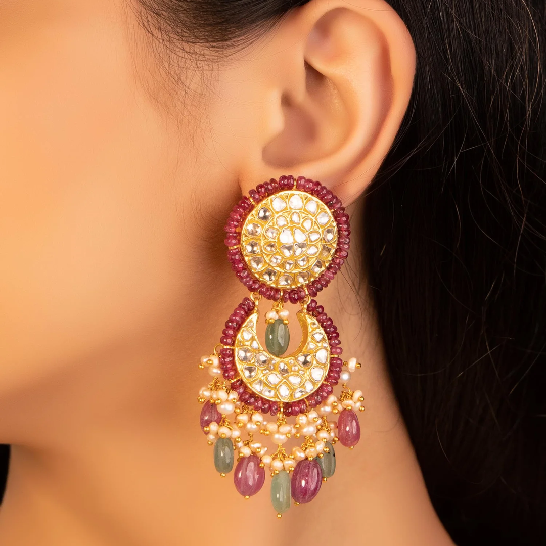 ruby chandbali earrings