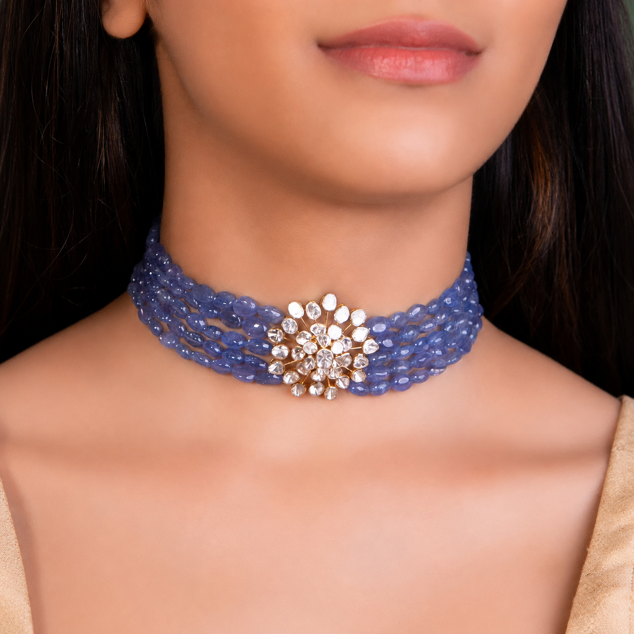sapphire beaded choker