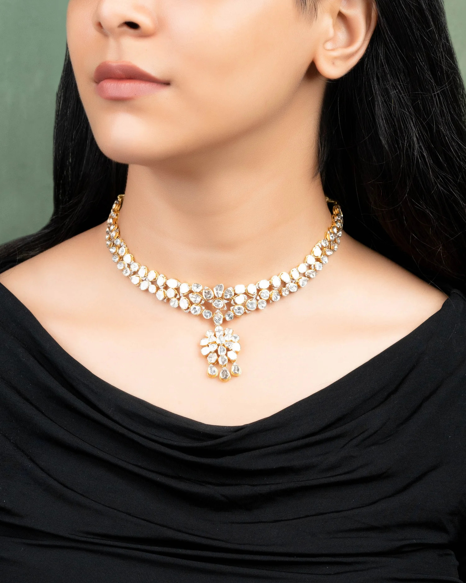 Contemporary polki necklace for wedding