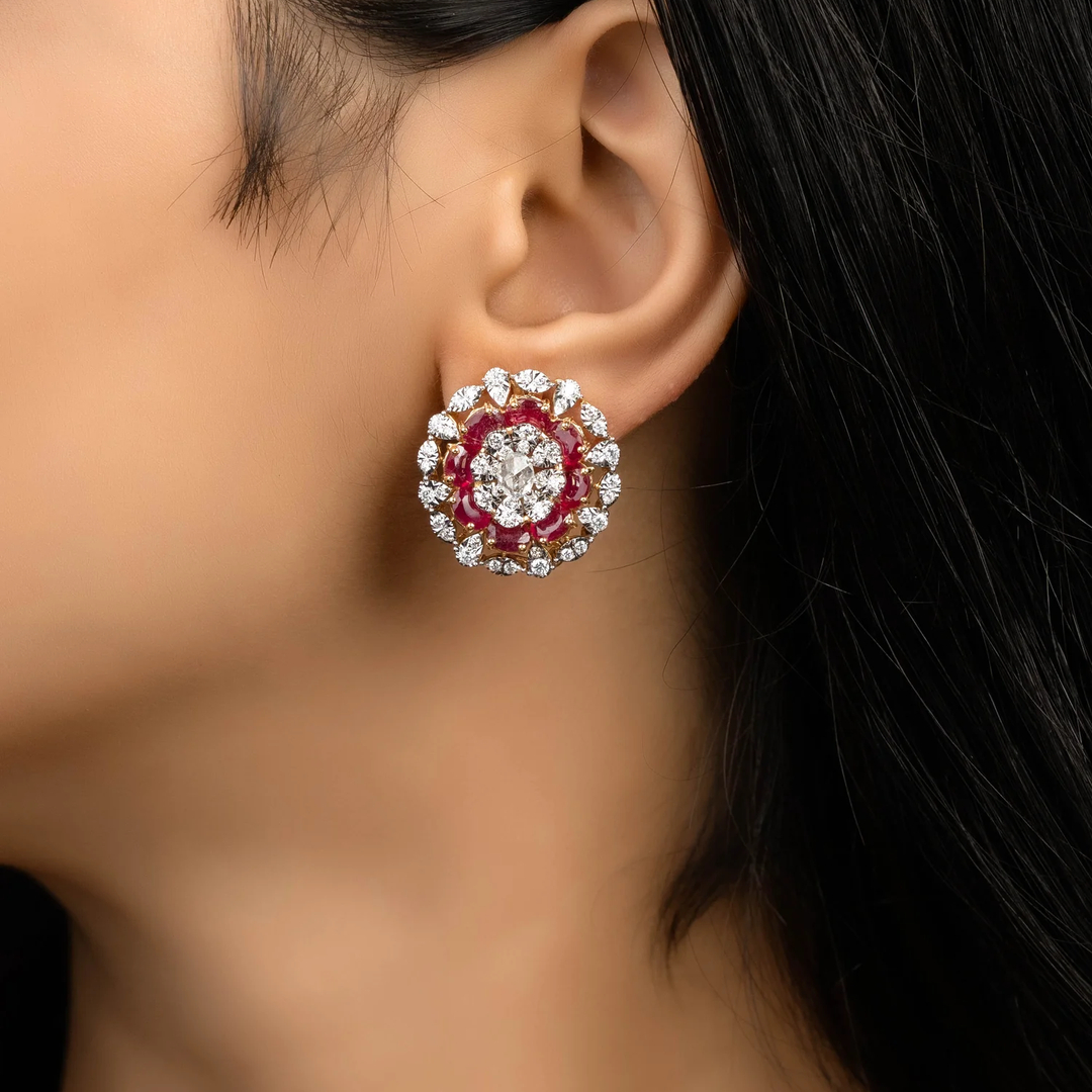 Diamond Cluster Earrings for daily wear