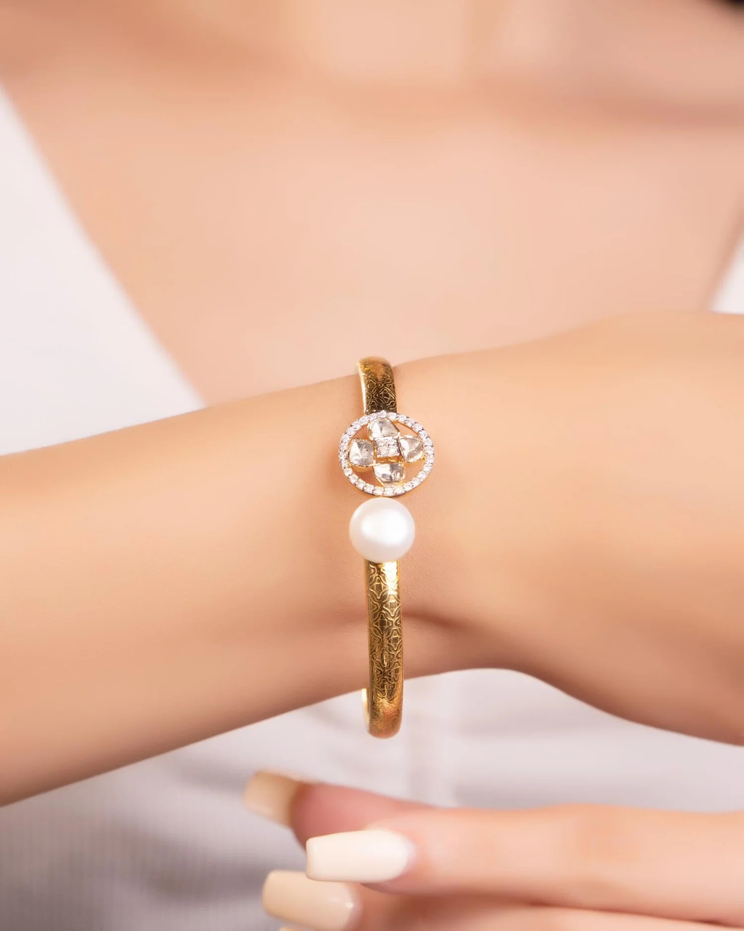 Polki Bangles With Pearls