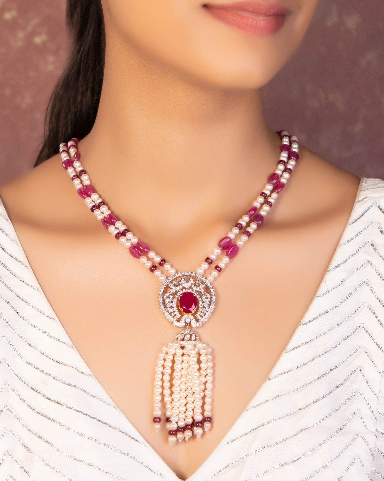 Ruby Beaded Pendant