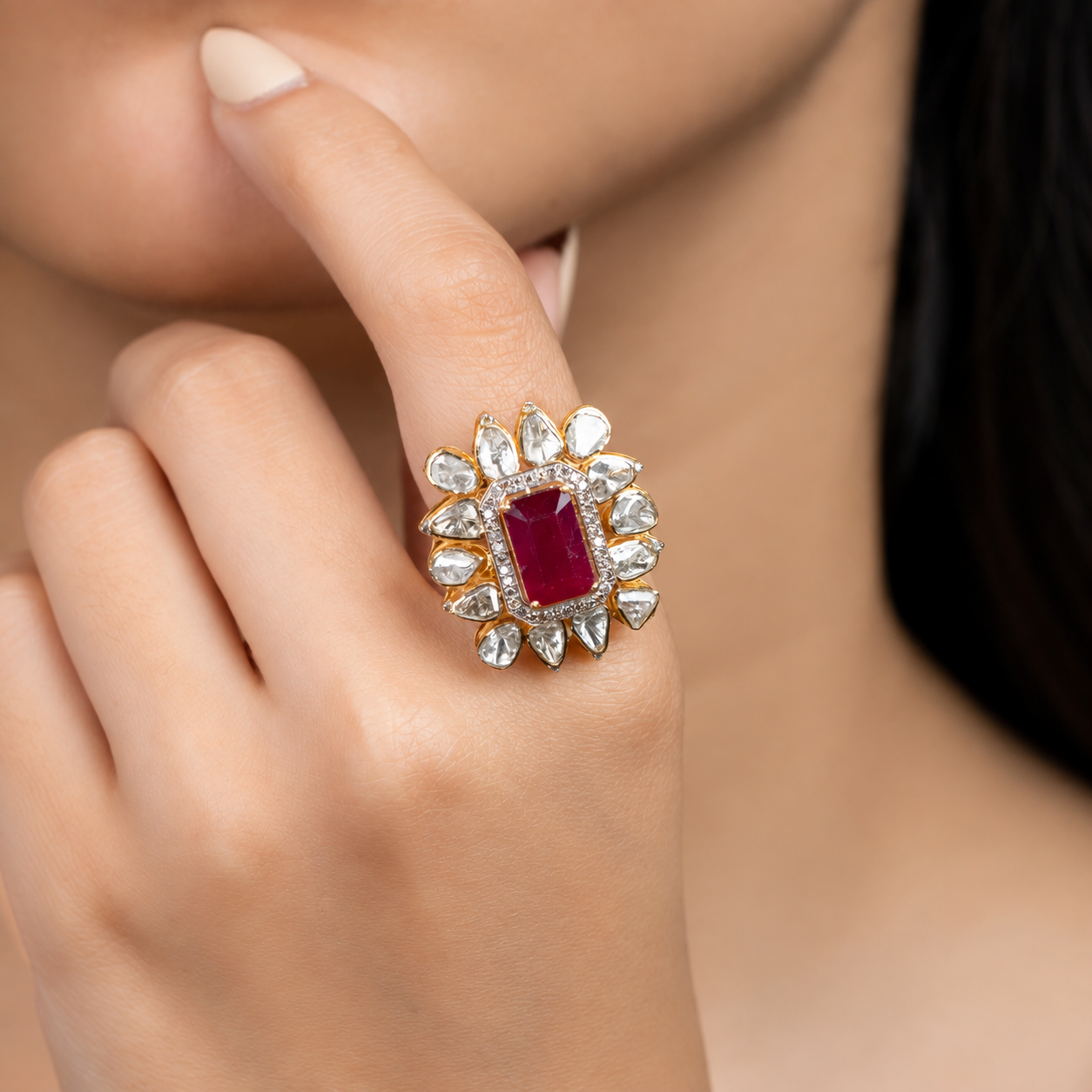 Ruby Polki Ring