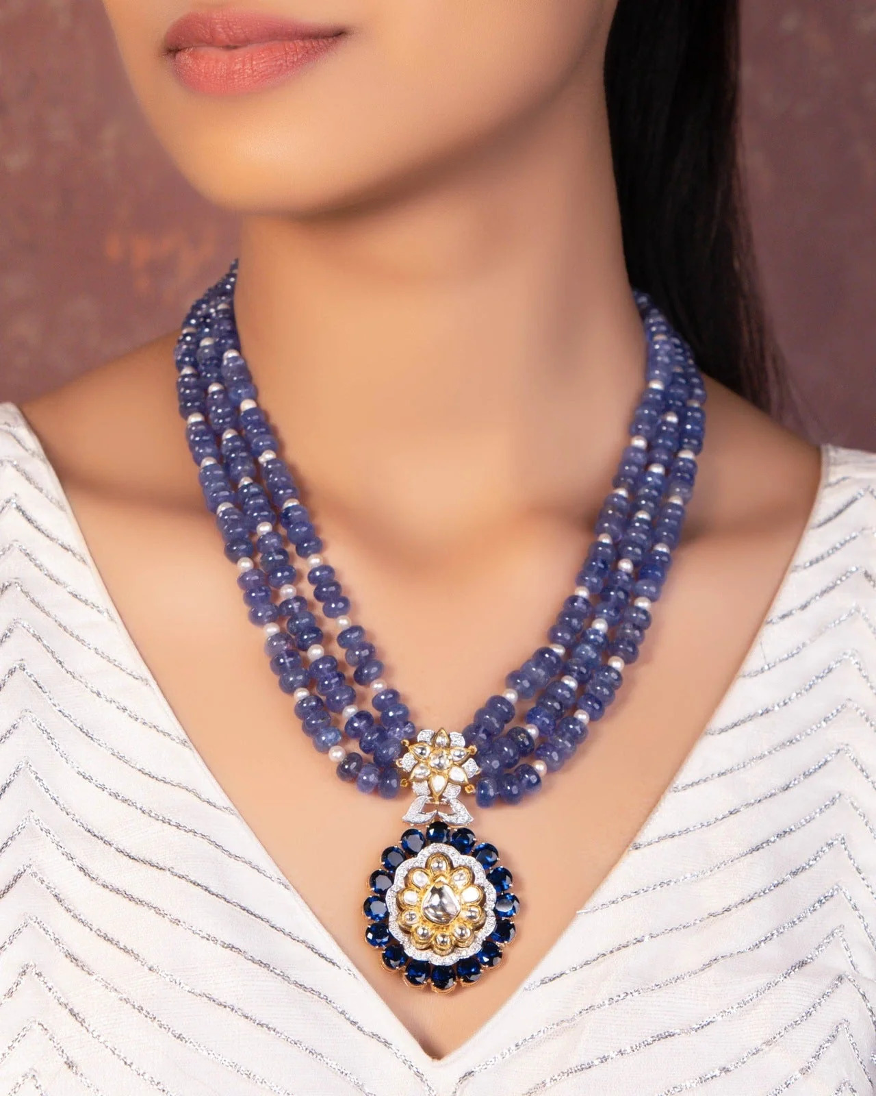 Sapphire Beaded Pendant