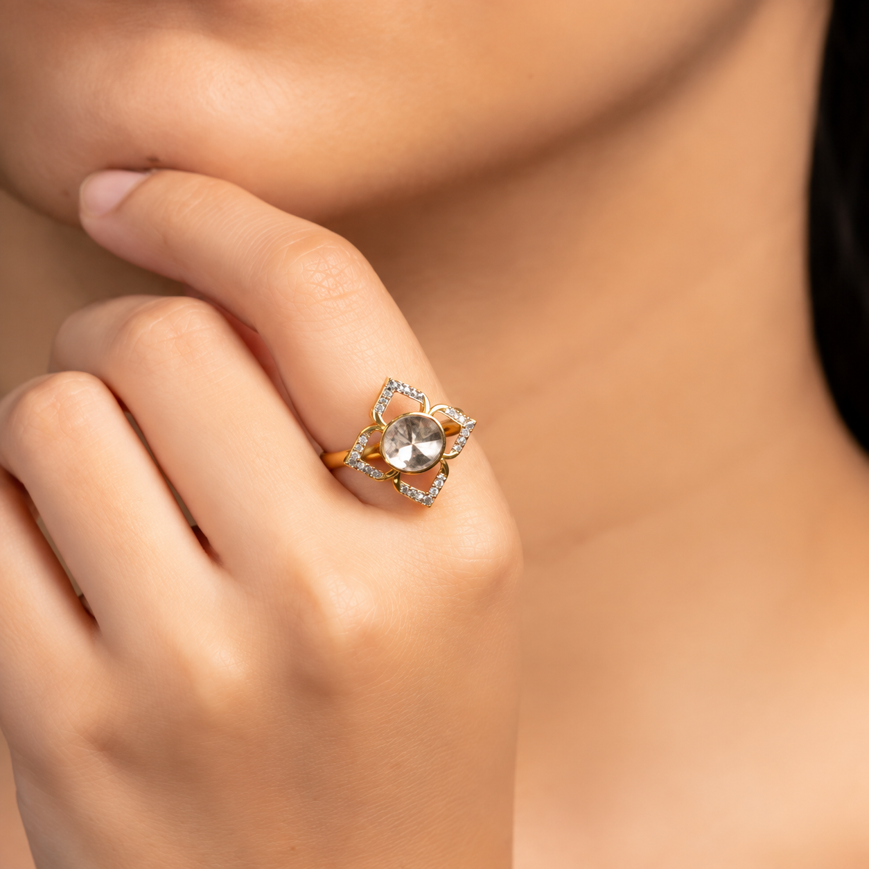 dainty polki ring
