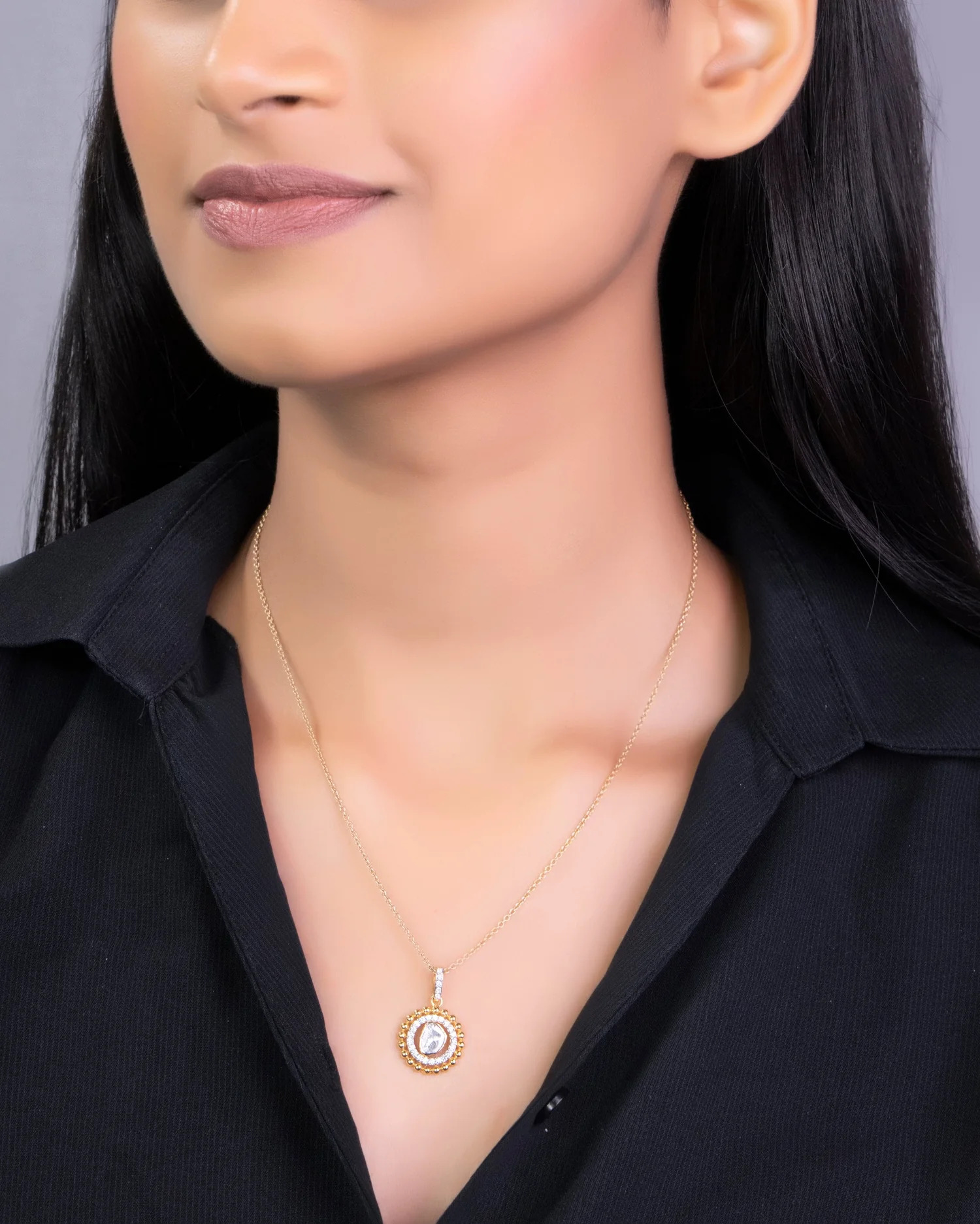 delicate polki pendant