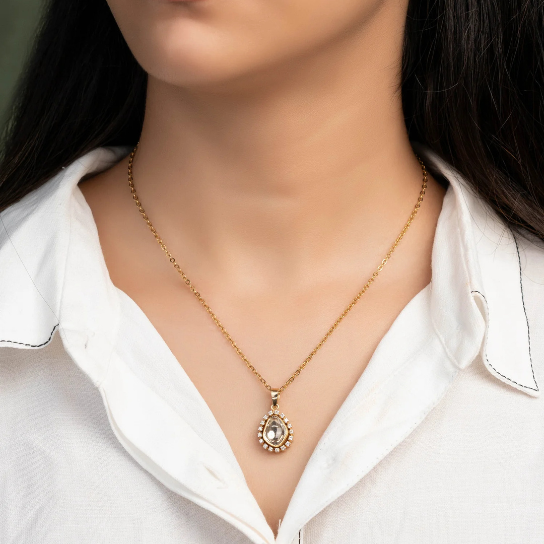 delicate polki pendant