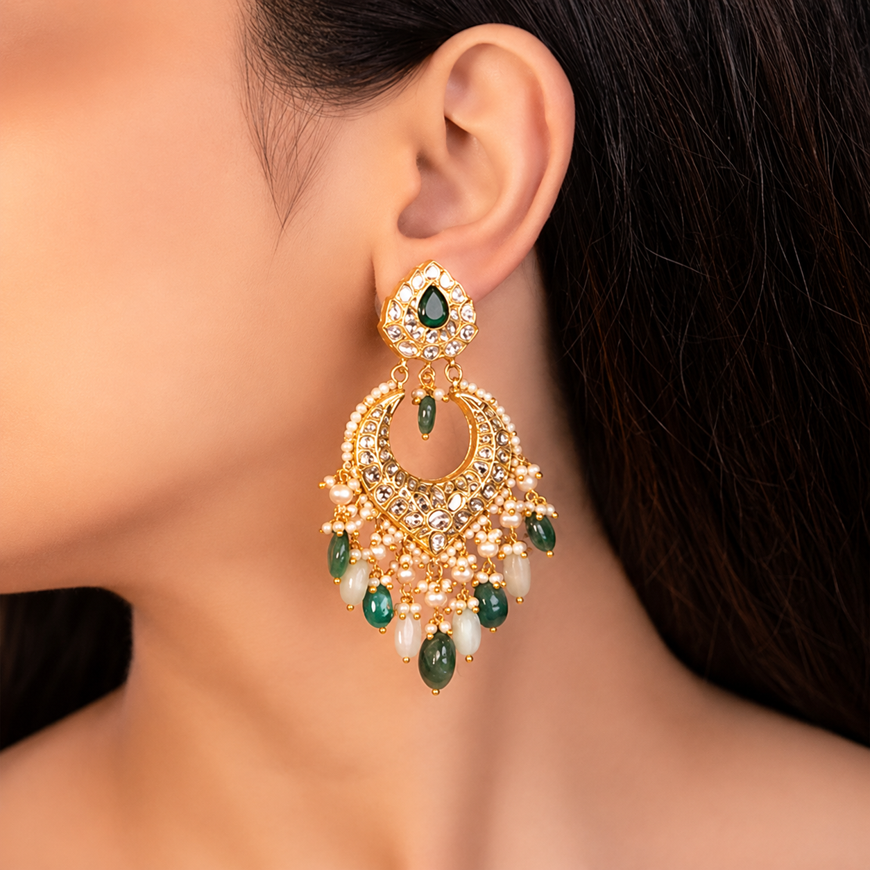 emerald chandbali