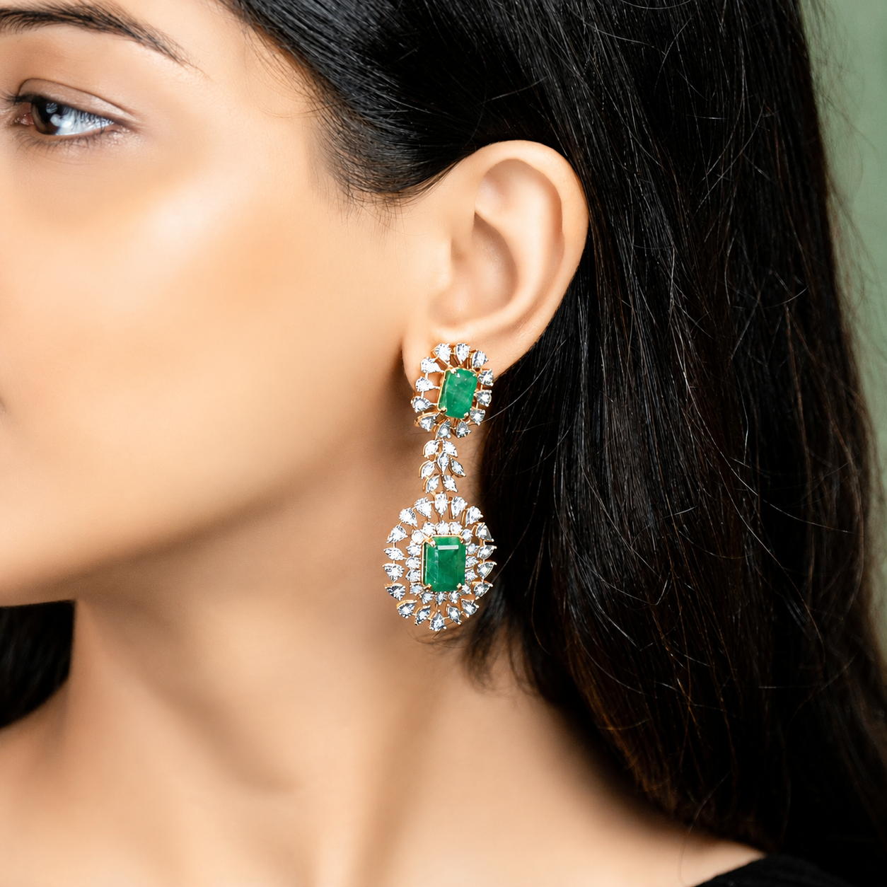 emerald drop earrings