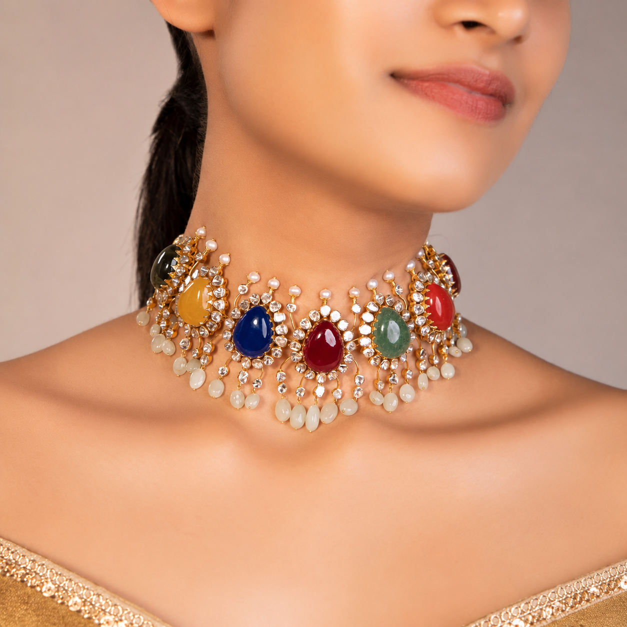 gemstone choker for festive look