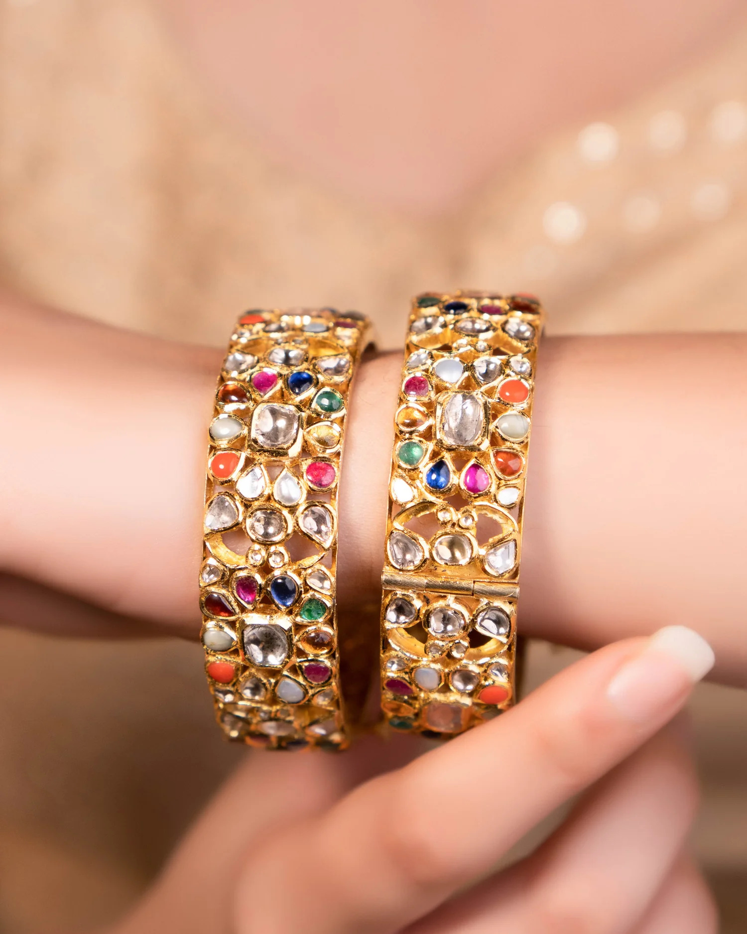 jadau bangle for saree