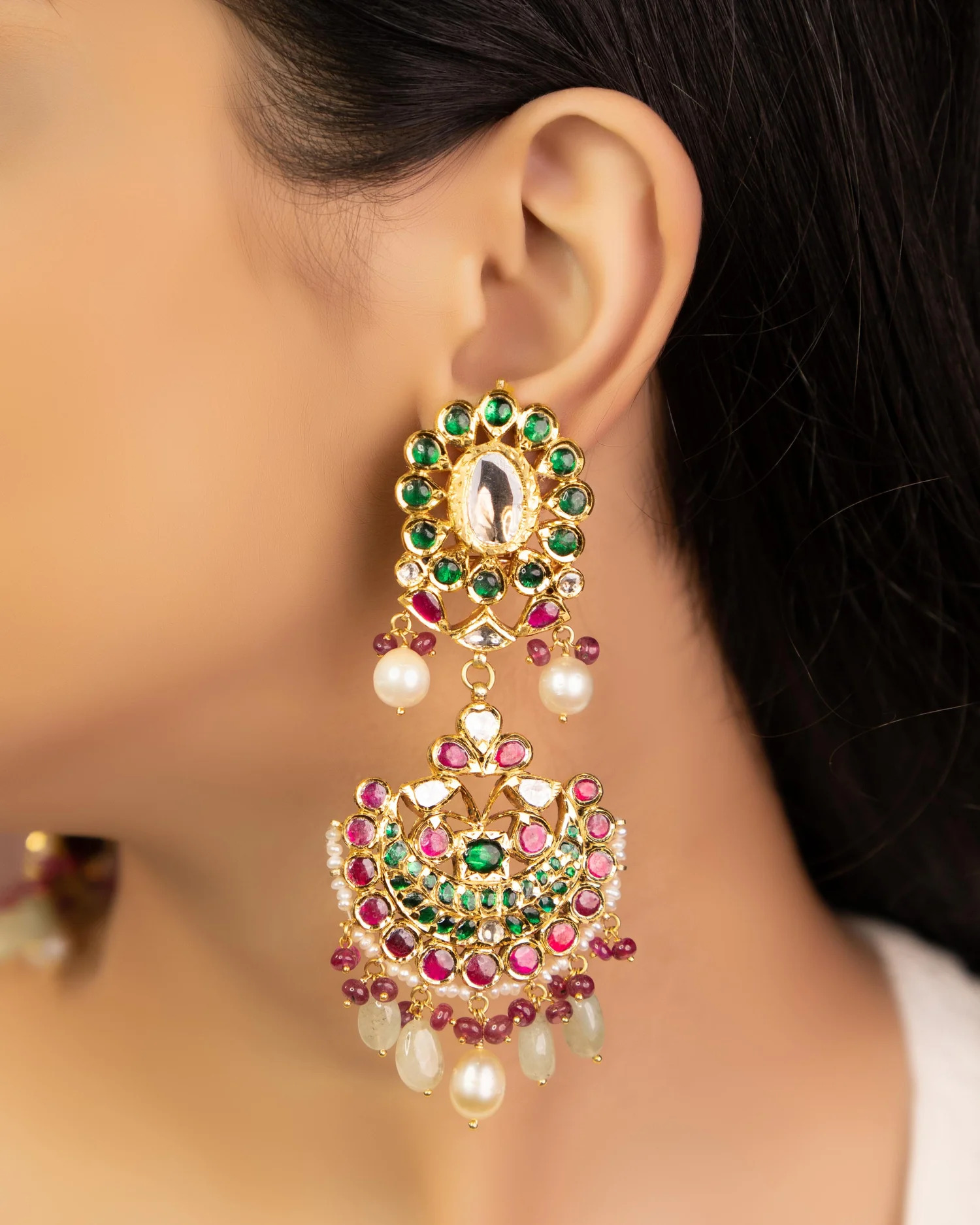 jadau chandbali for saree
