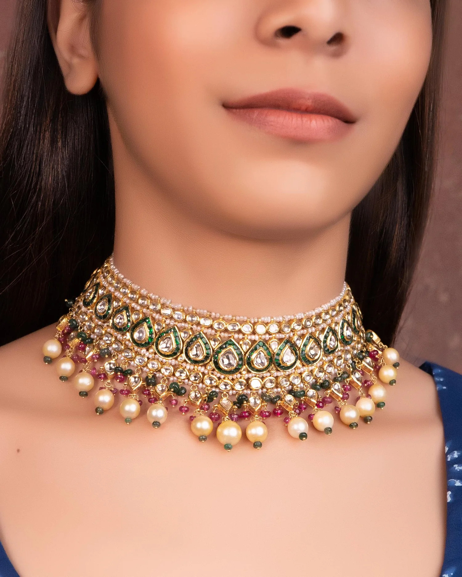 jadau choker for saree
