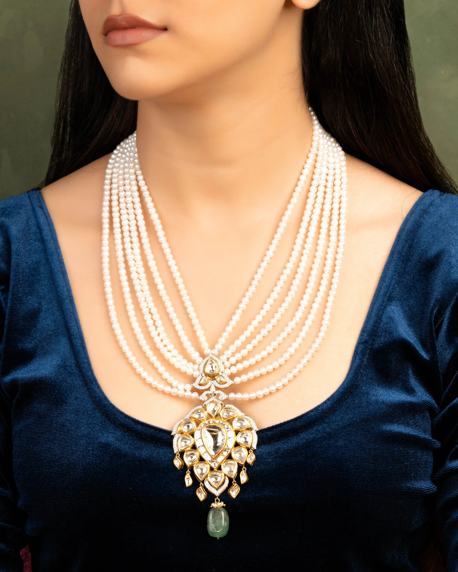 jadau necklace for saree