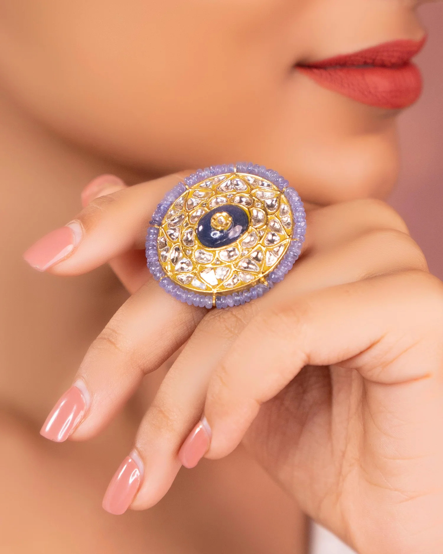 jadau ring for saree