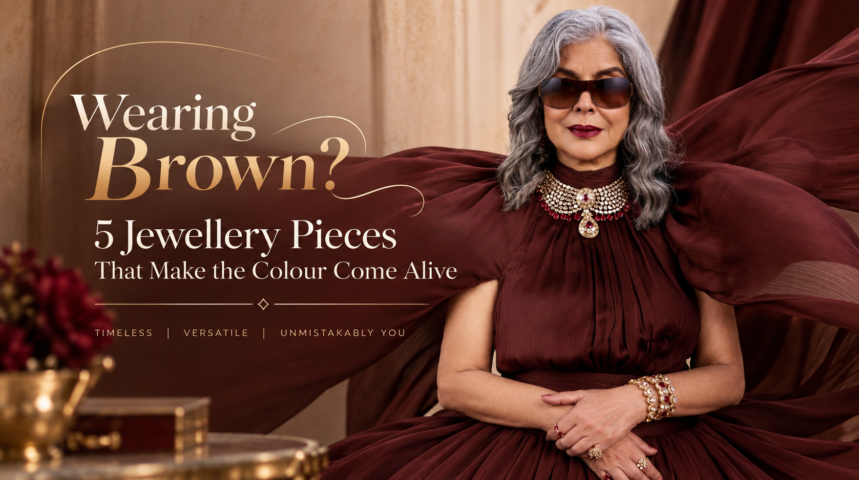jewellery for brown dresses