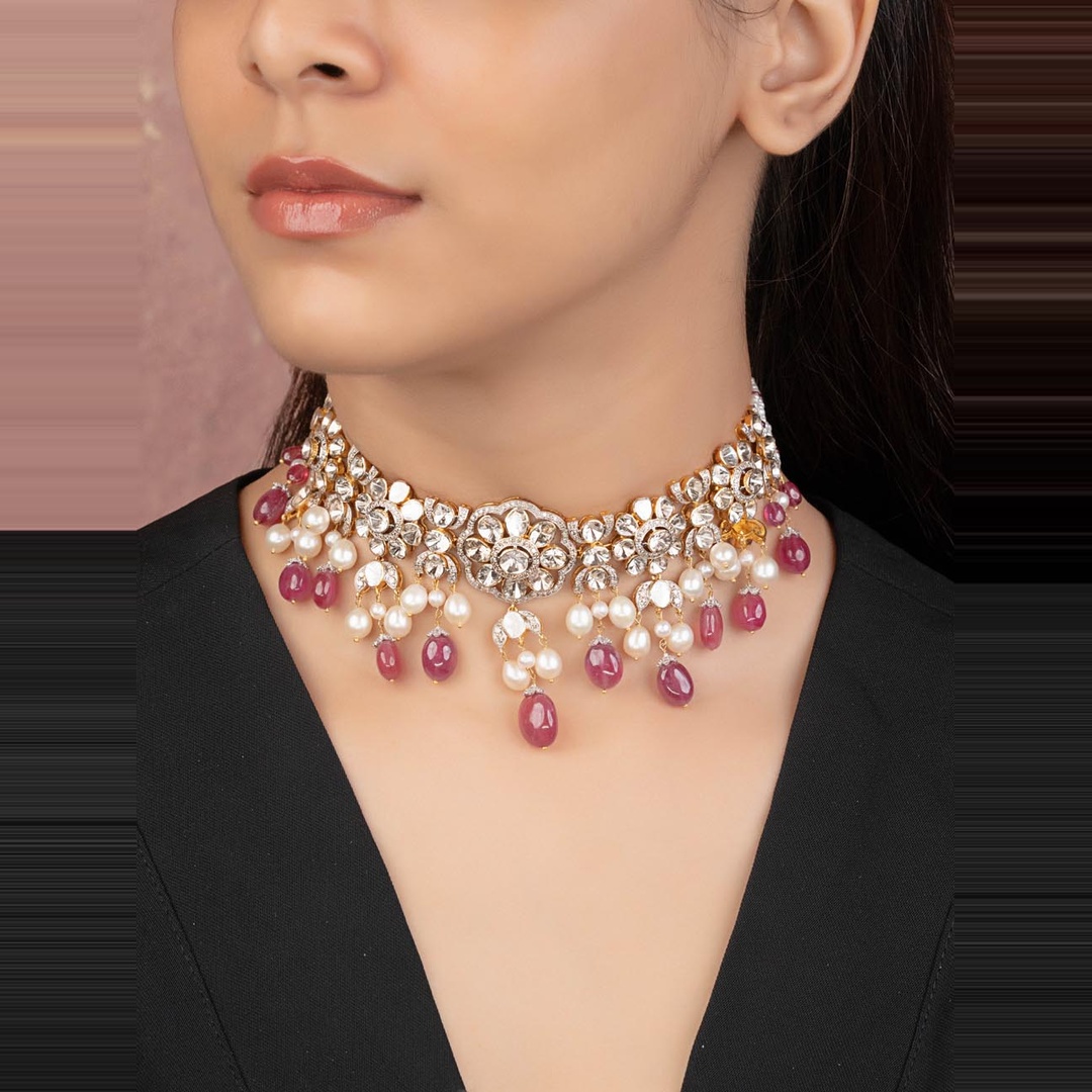 polki choker for saree