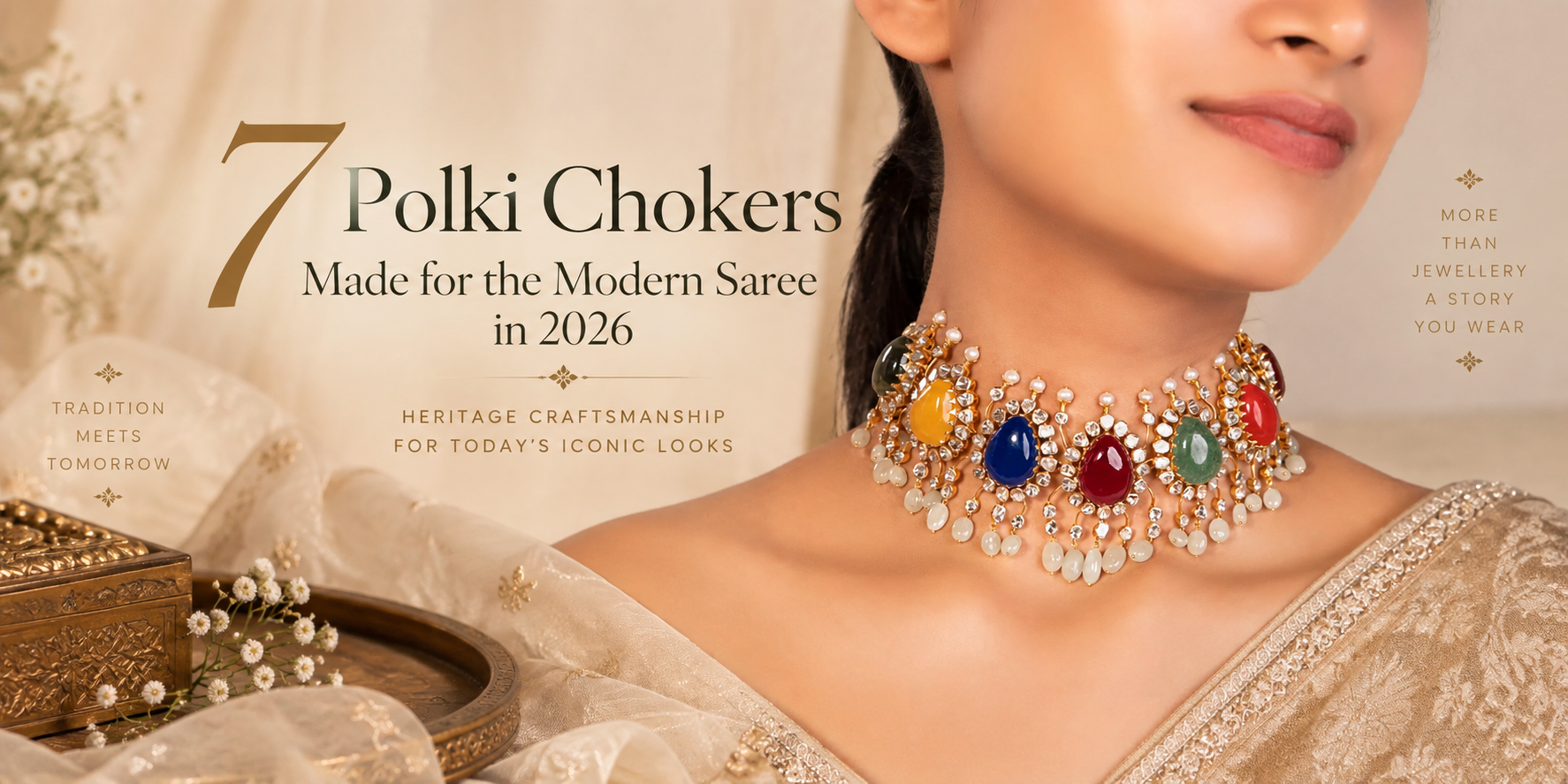 polki choker for modern saree