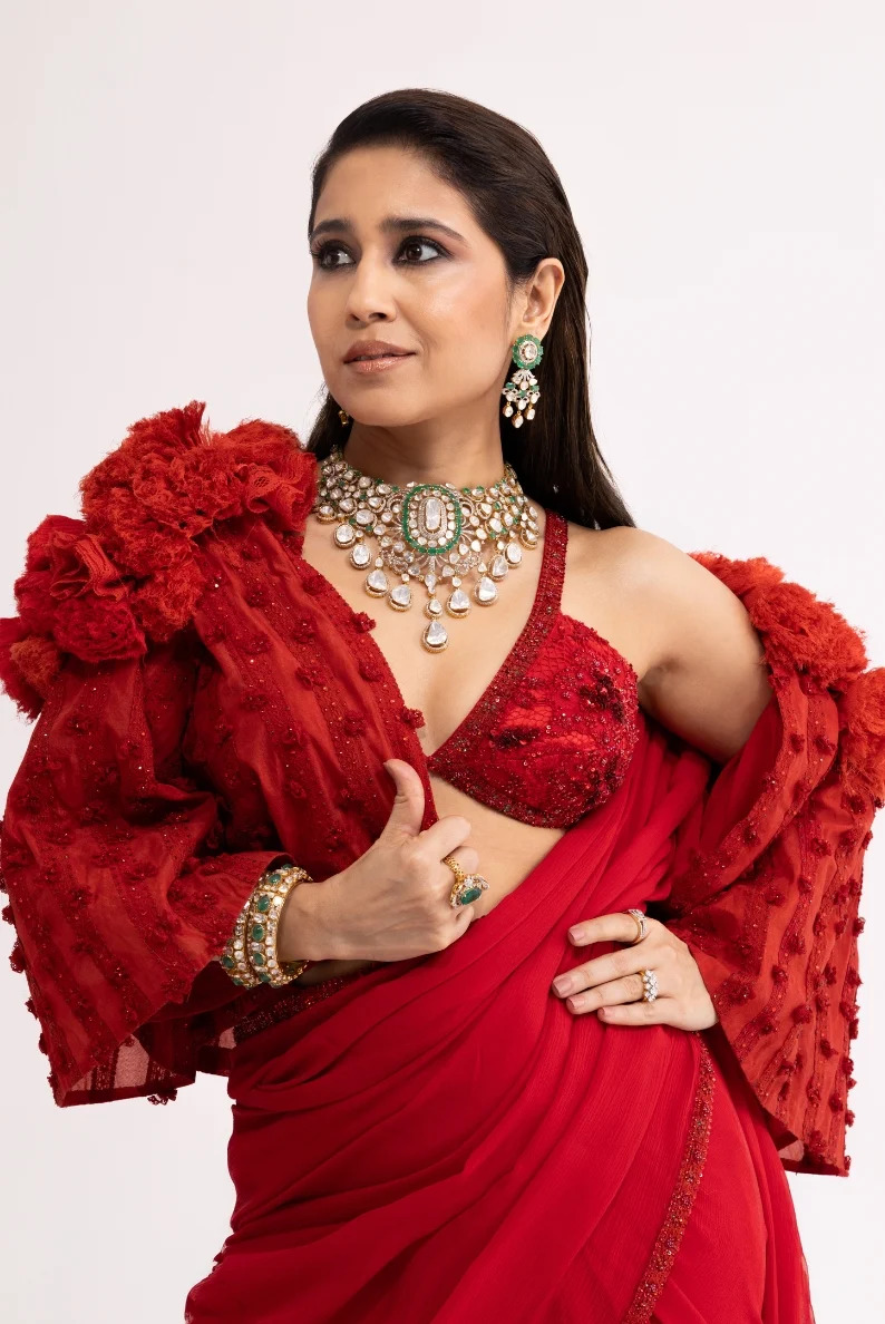 polki jewellery for red dress