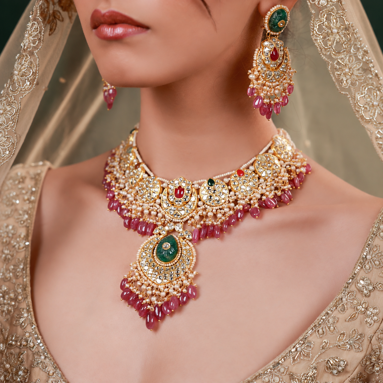 polki necklace for wedding day