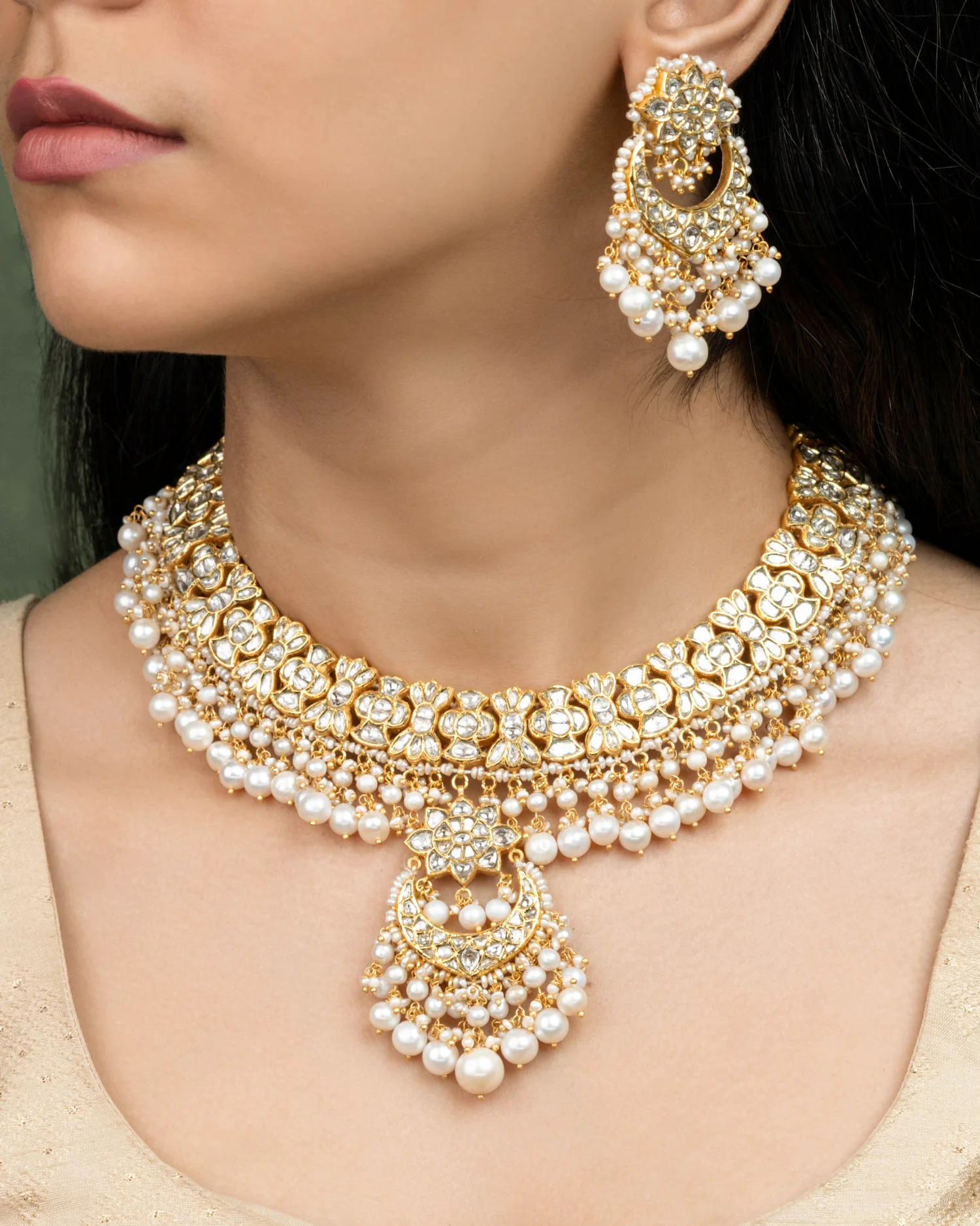 polki pearl necklace for wedding