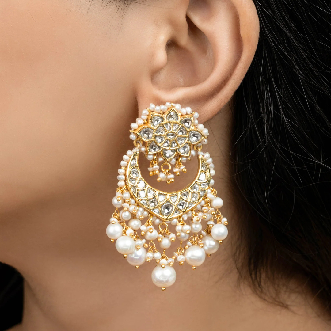polki chandbali for saree