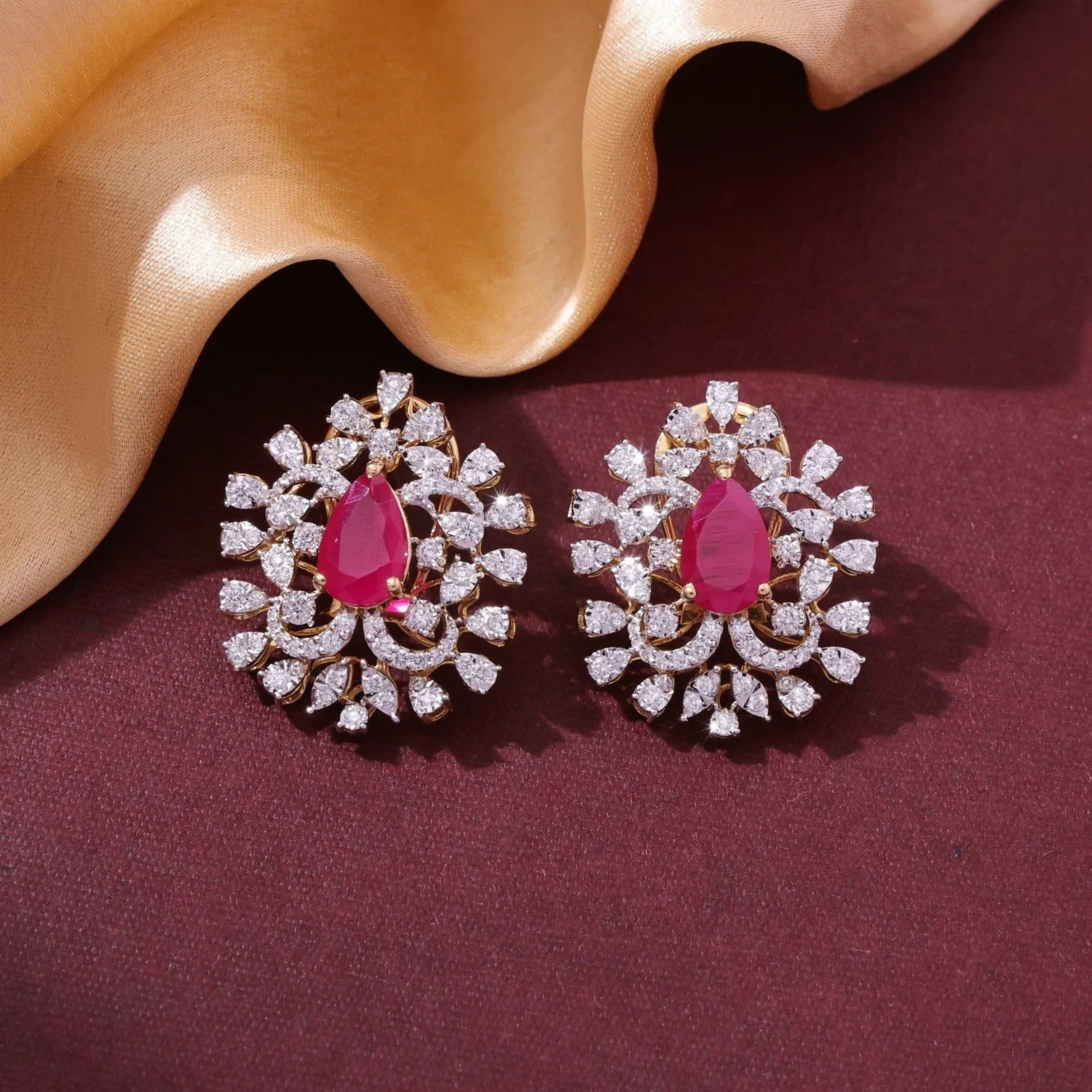 ruby jewellery for brown dress