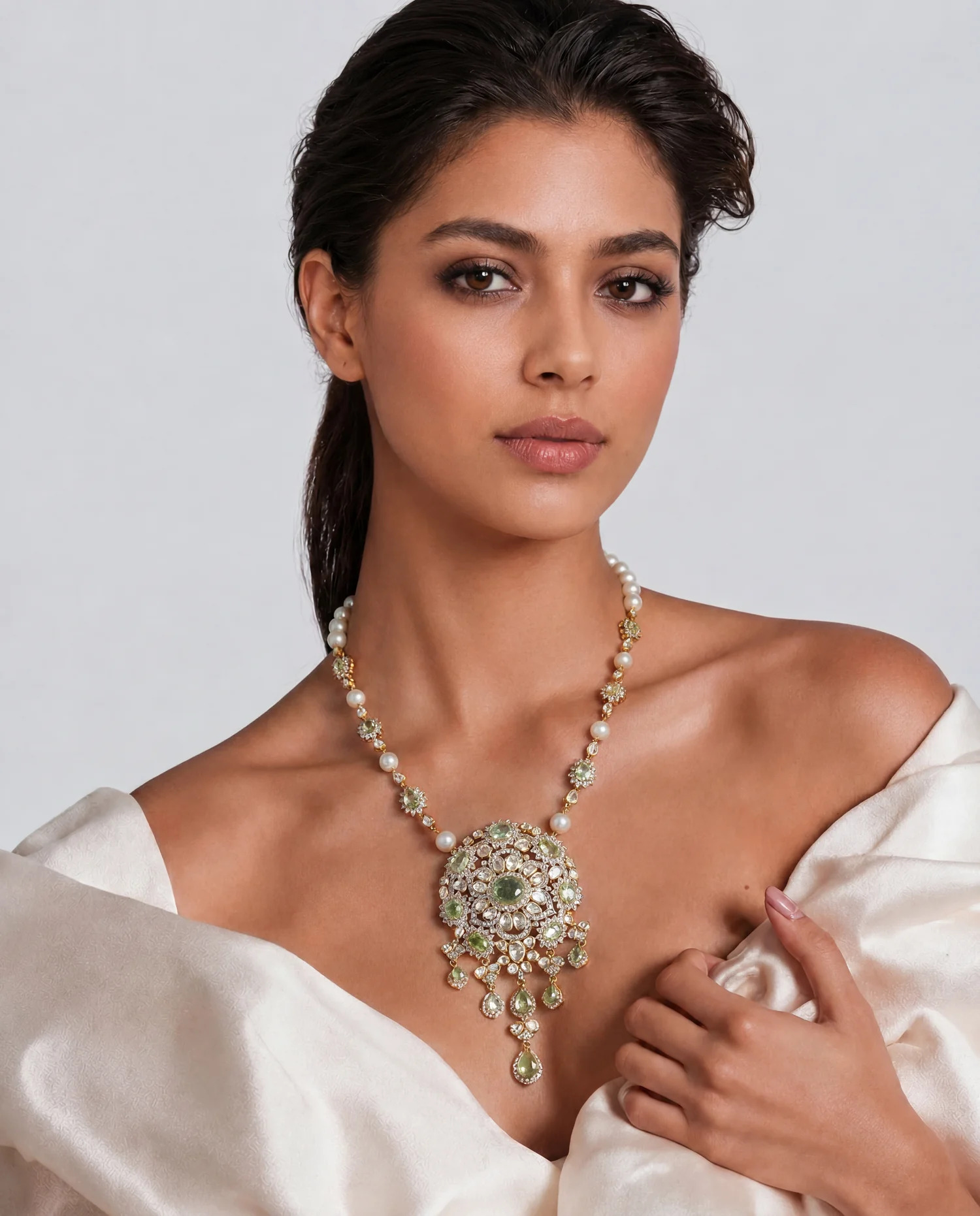 choosing jewellery for off-white dress
