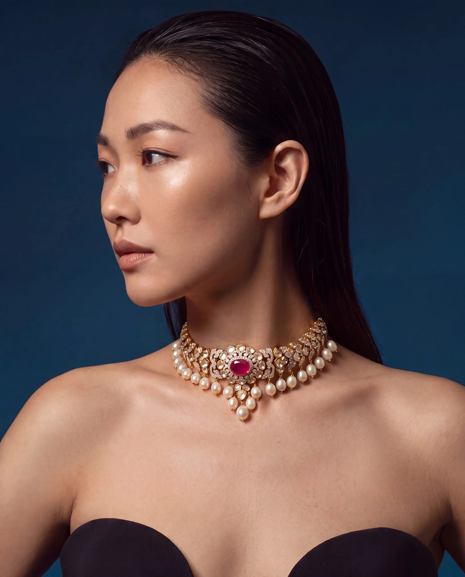 delicate polki choker for wedding