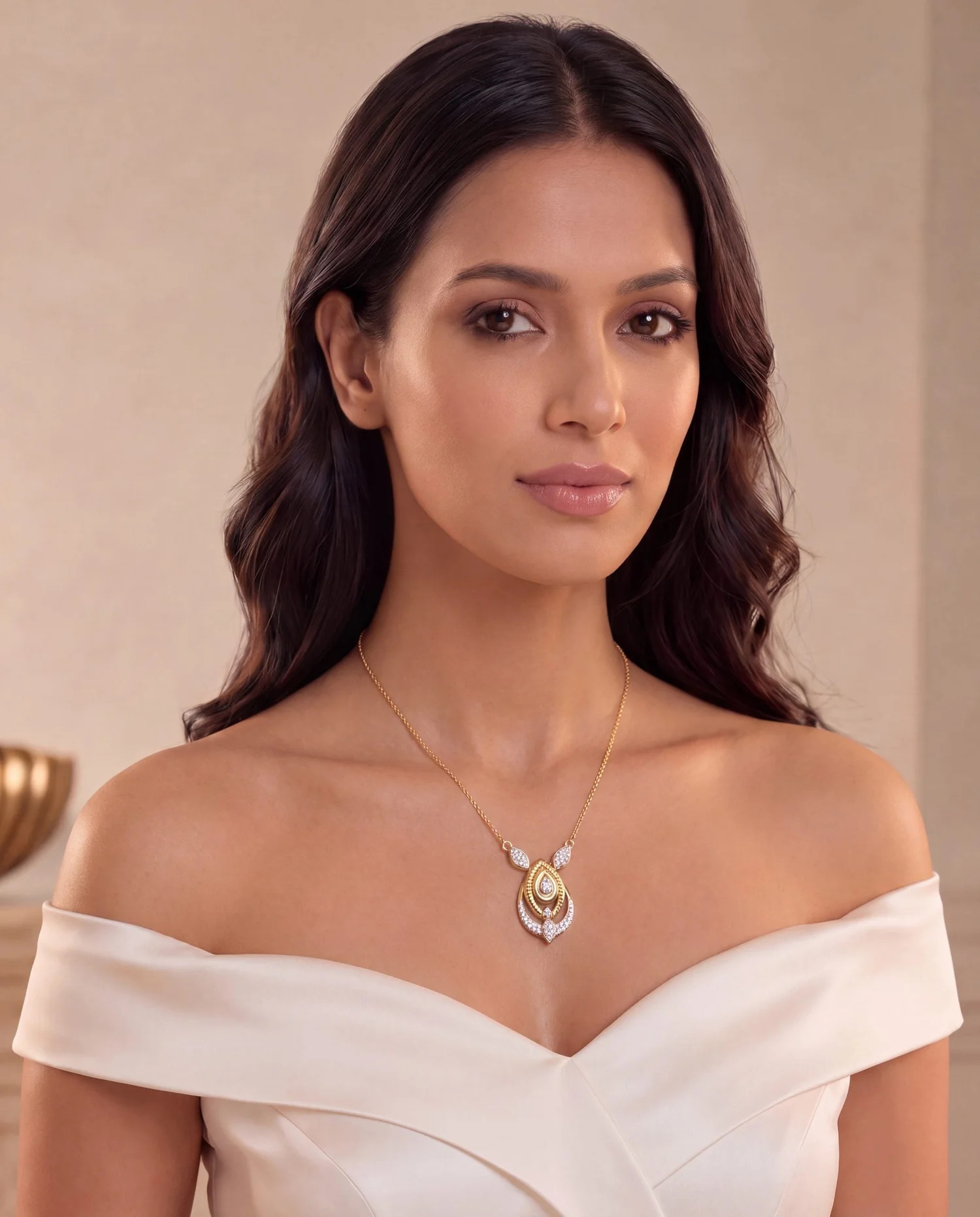 diamond jewellery for off-white dress